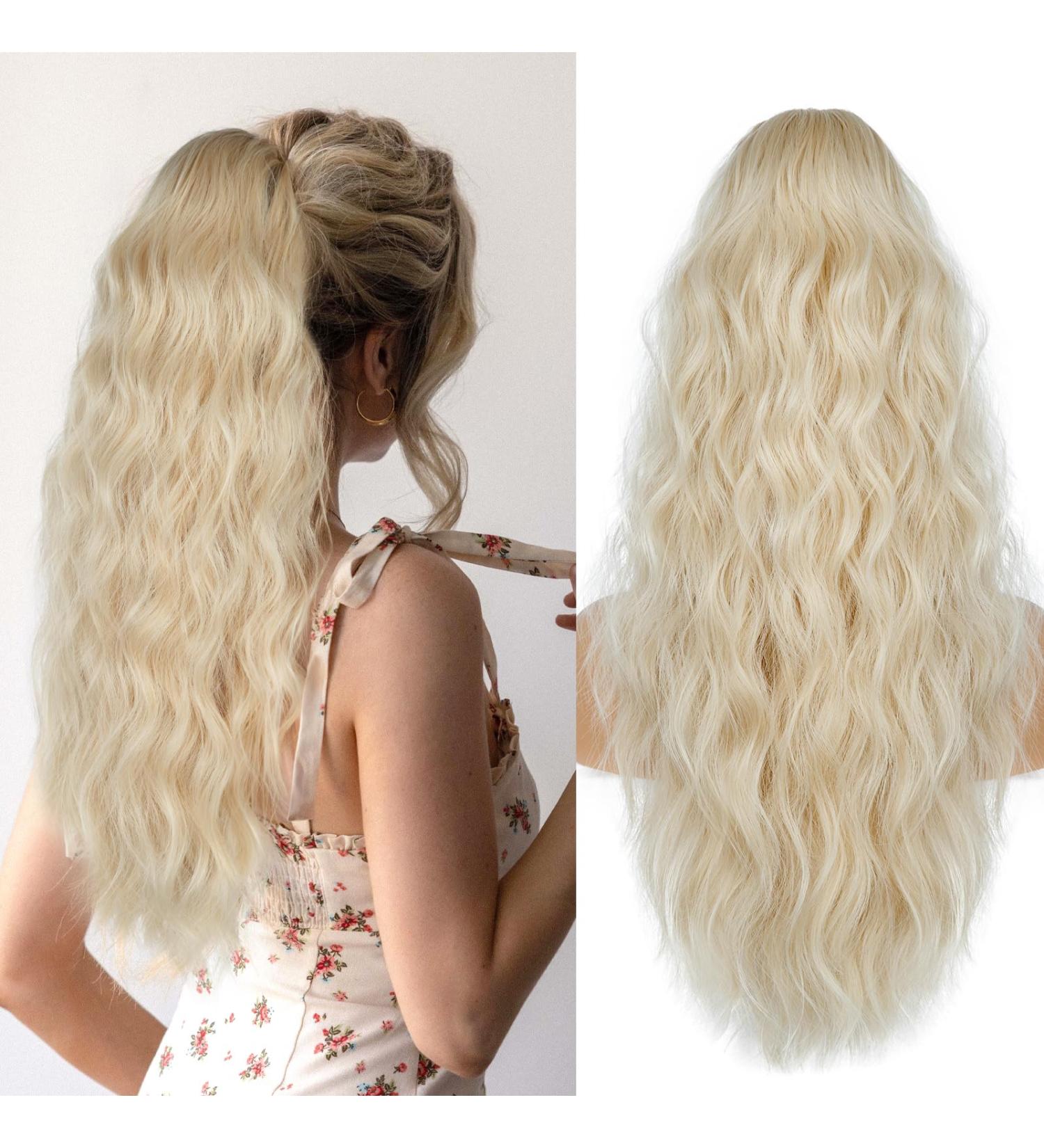 26 Inch Blonde Ponytail Extension Natural Drawstring Ponytail Hair Extension Synthetic Hair Pieces for Women Soft Ponytail Hair Extension for Daily Use (Platinum Blonde Mixed Beige Blonde) Drawstring-Platinum Blonde Mixed Beige Blonde - Buy Online on GoSupps.com