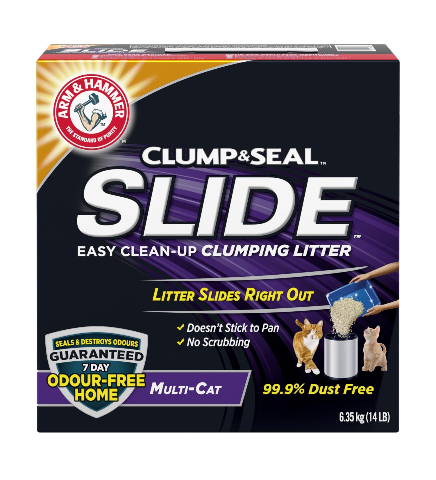 Arm & Hammer Clump & Seal Slide Clay Cat Litter 6.4kg Odour Control Dust Free Clumping Litter Slide 6.4kg - Buy Online on GoSupps.com