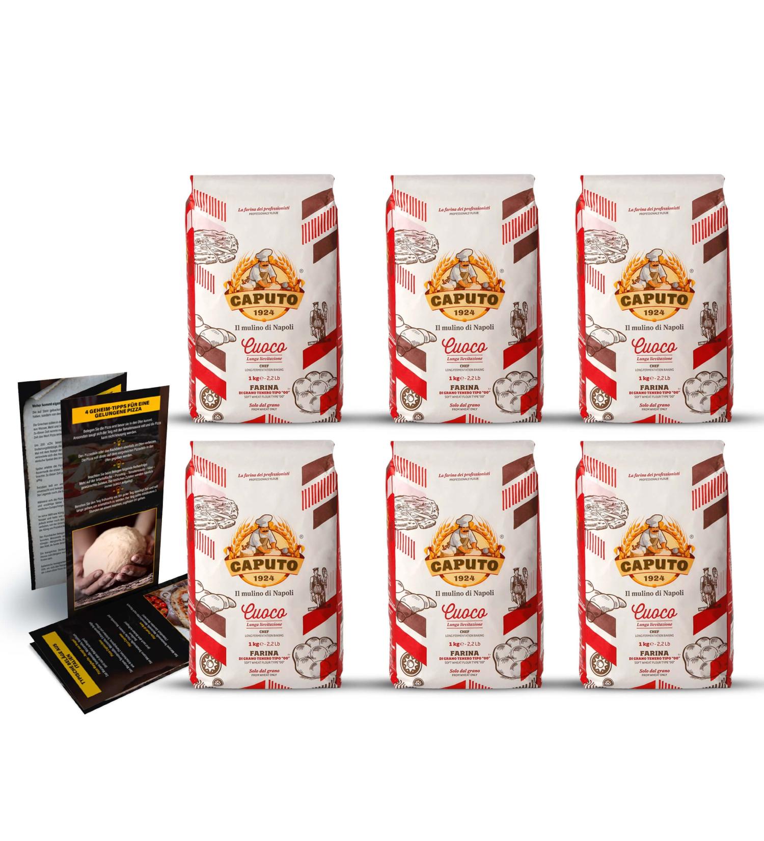 Buy DELICRET - 6x1kg Caputo Cuoco Pizza Flour Type 00 | Authentic Recipe & Tips for Perfect Pizza | International Shipping Available - Buy Online on GoSupps.com