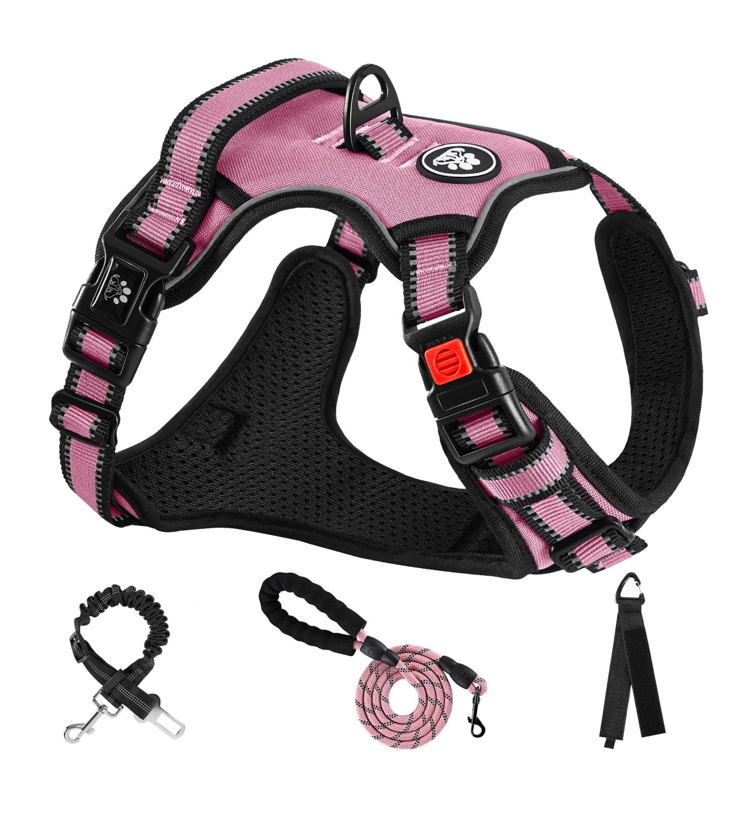 Nestroad Pink Dog Harness for Medium Dogs - Anti-Pull Safety Belt | Size M (Neck 33-43cm Chest 43-64cm) - Comfortable & Padded - Buy Online on GoSupps.com