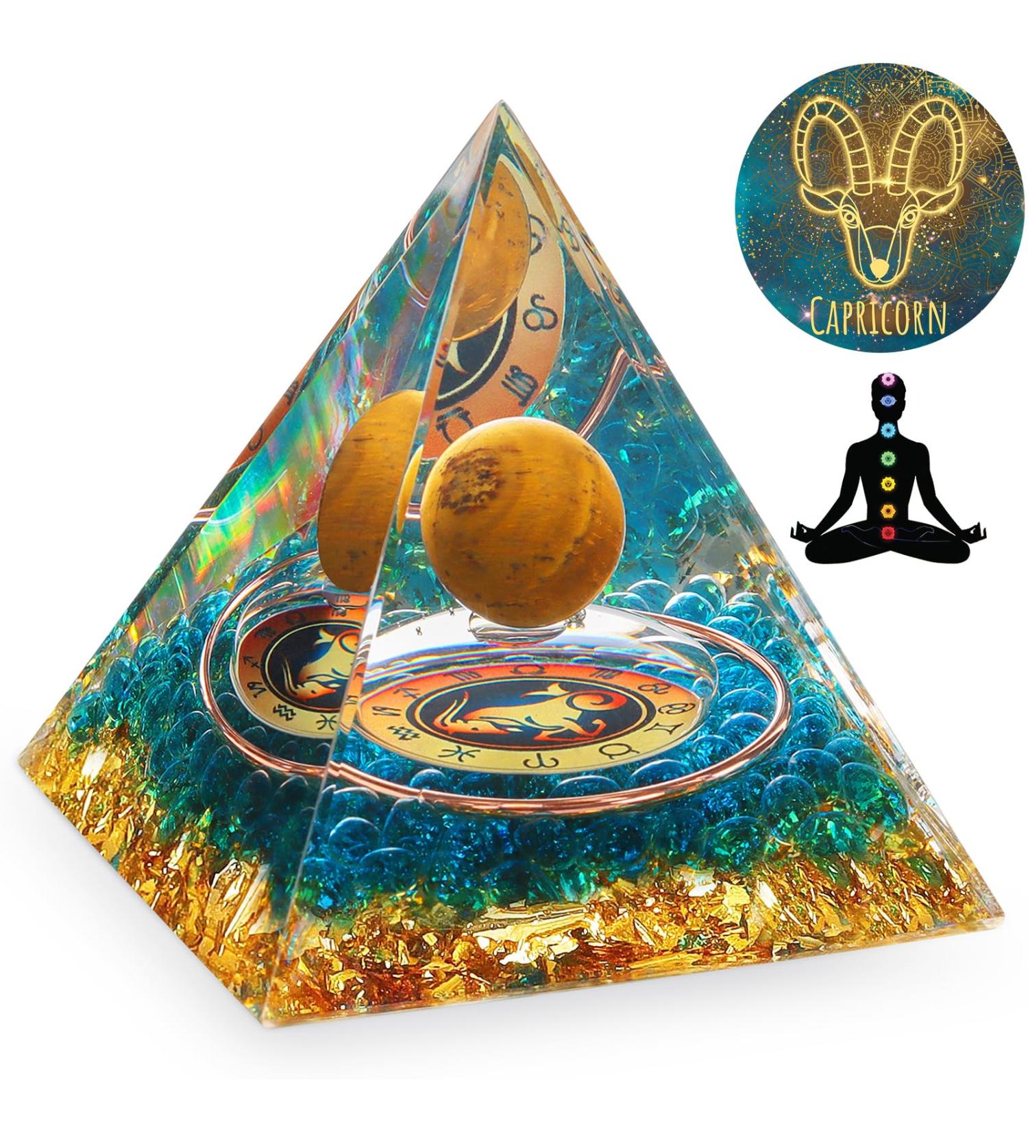 HuiJuKeJi Capricornus Crystals Stone Pyramid - 12 Constellations & Tiger Eye Birthstone for Energy Healing Meditation - Buy Online on GoSupps.com