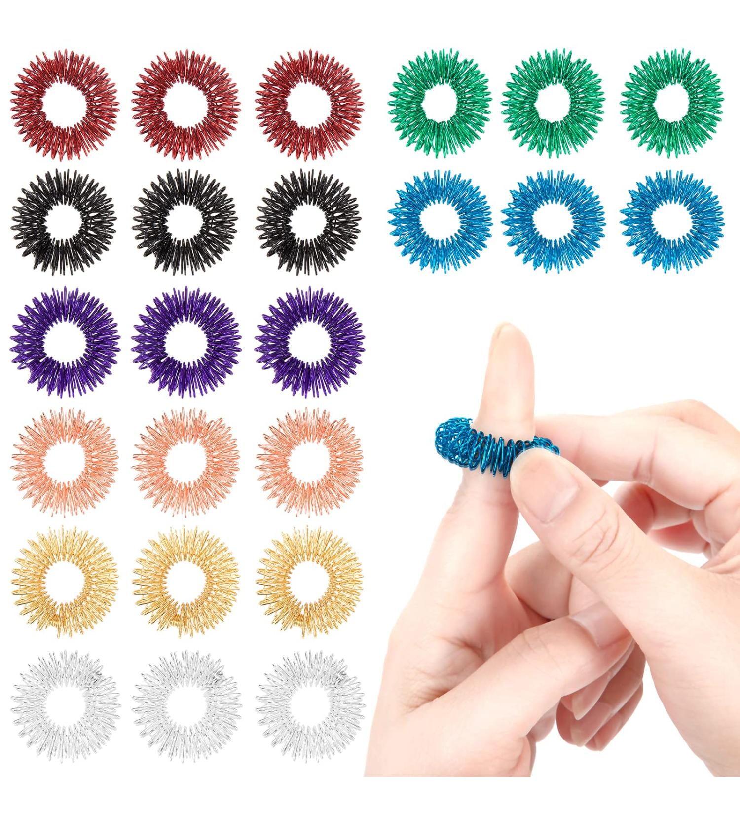 Buy Acupressure Massage Rings for Fingers Spiky Sensory Stress Relief Rings for Adults & Teens 32 Pieces in 8 Colors Fast International Shipping - Buy Online on GoSupps.com