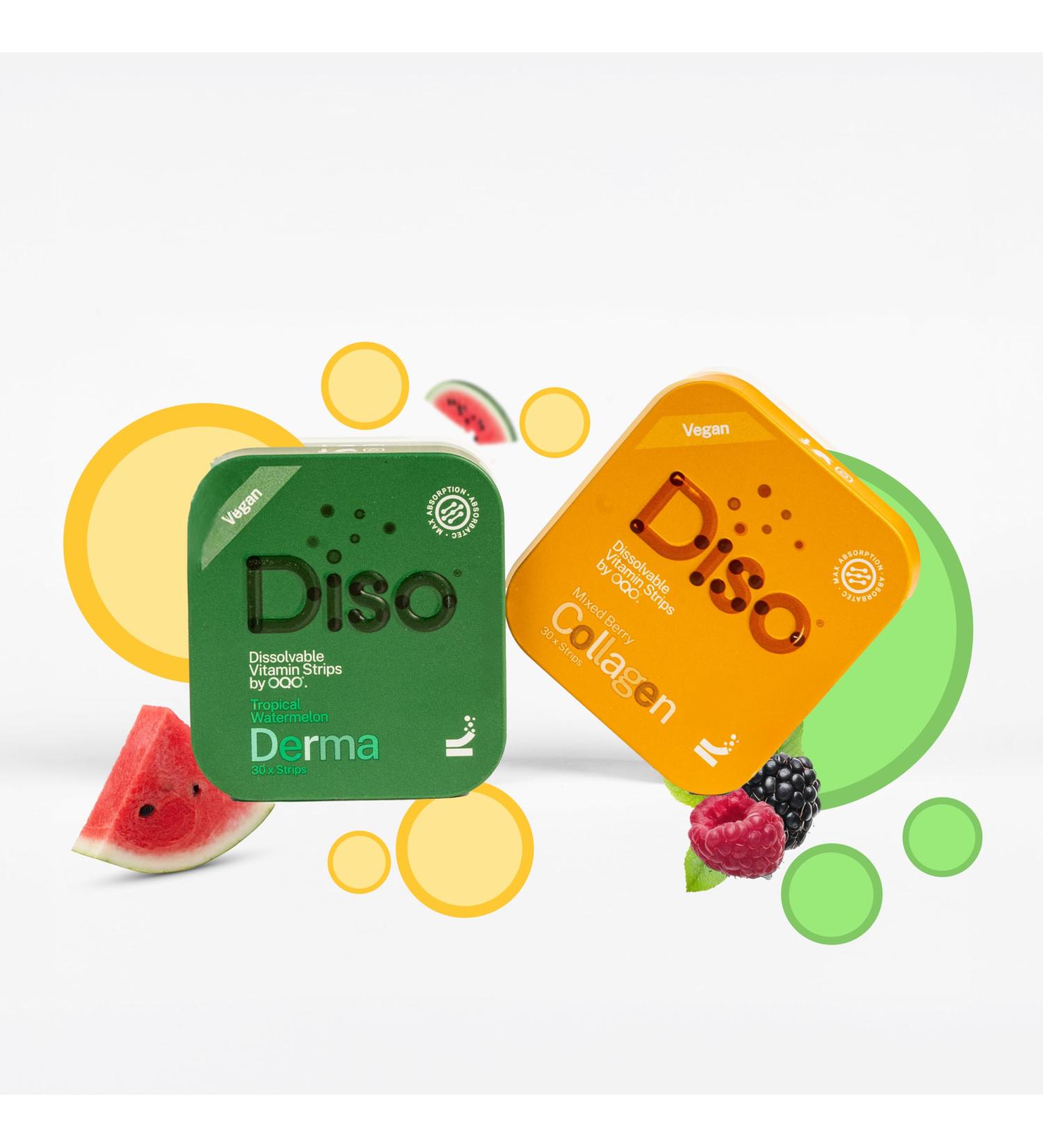 DISO Beauty Vitamins Bundle with Derma for Hair and Skin + Collagen Boost 30 Oral Dissolvable Strips Each - Buy Online on GoSupps.com