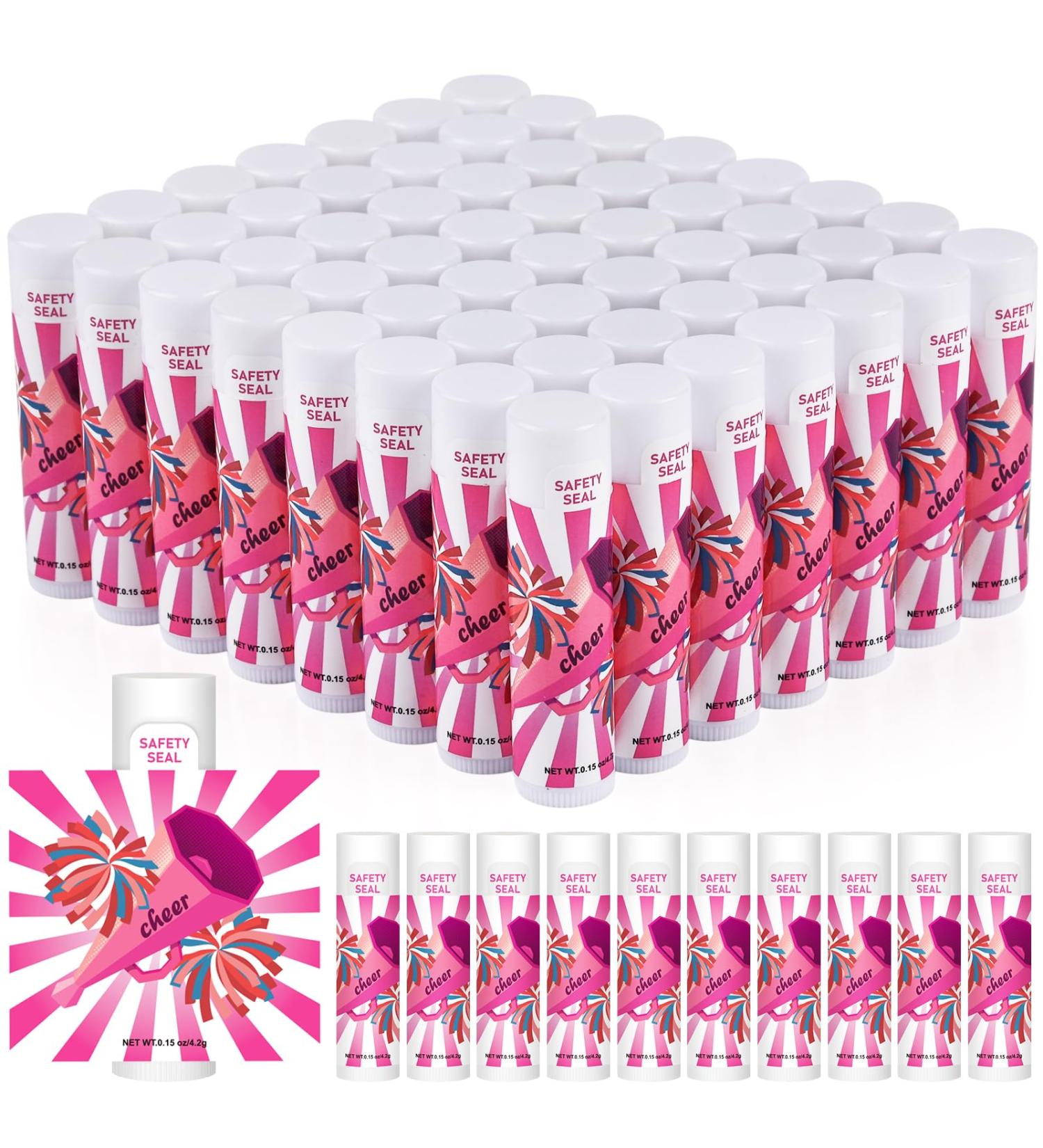 DMSKY 60 Pcs Cheer Lip Balm Bulk Cheer Team Gifts Cheer Party Favors for Cheerleader Girls Teammates - Buy Online on GoSupps.com