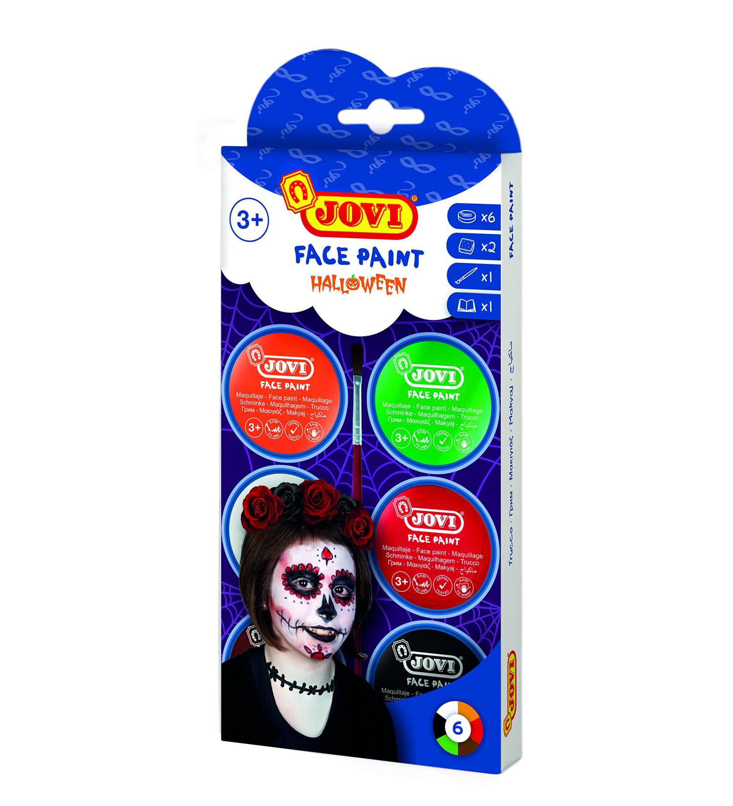 JOVI Halloween Creme Makeup Set - Soft Texture Easy Application Oil-Based 6 x 8ml with Brush & Sponges - Ideal for International Shipping - Buy Online on GoSupps.com