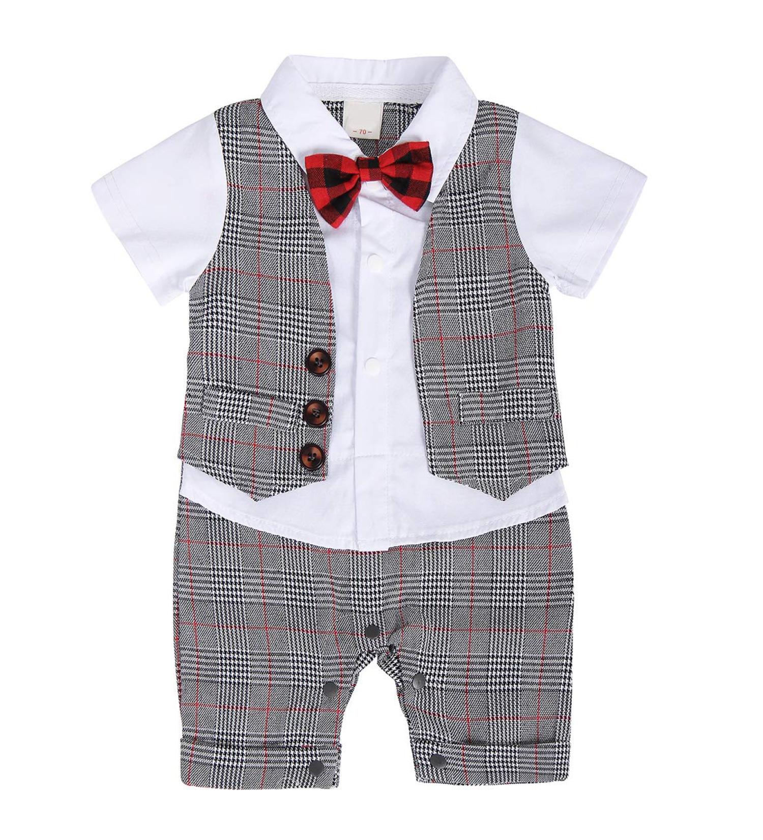 AmzBarley Baby Boys Gentlemans Tuxedo Rompers Grey 6-12 Months - Buy Online on GoSupps.com