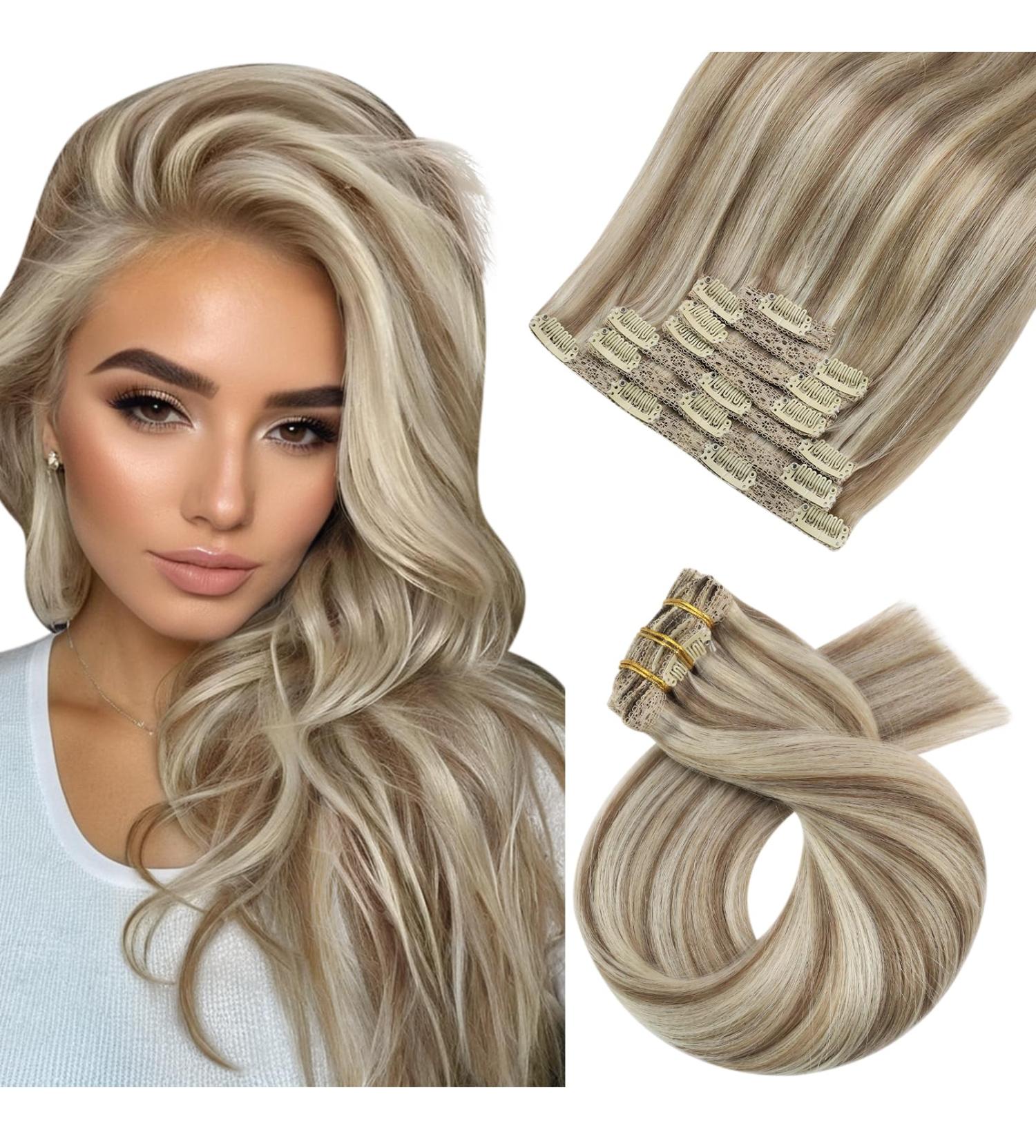 Buy Moresoo Clip In Hair Extensions - Real Remy Hair Blonde & Light Brown 120g 55cm - Premium Quality #p9a/60 - Buy Online on GoSupps.com