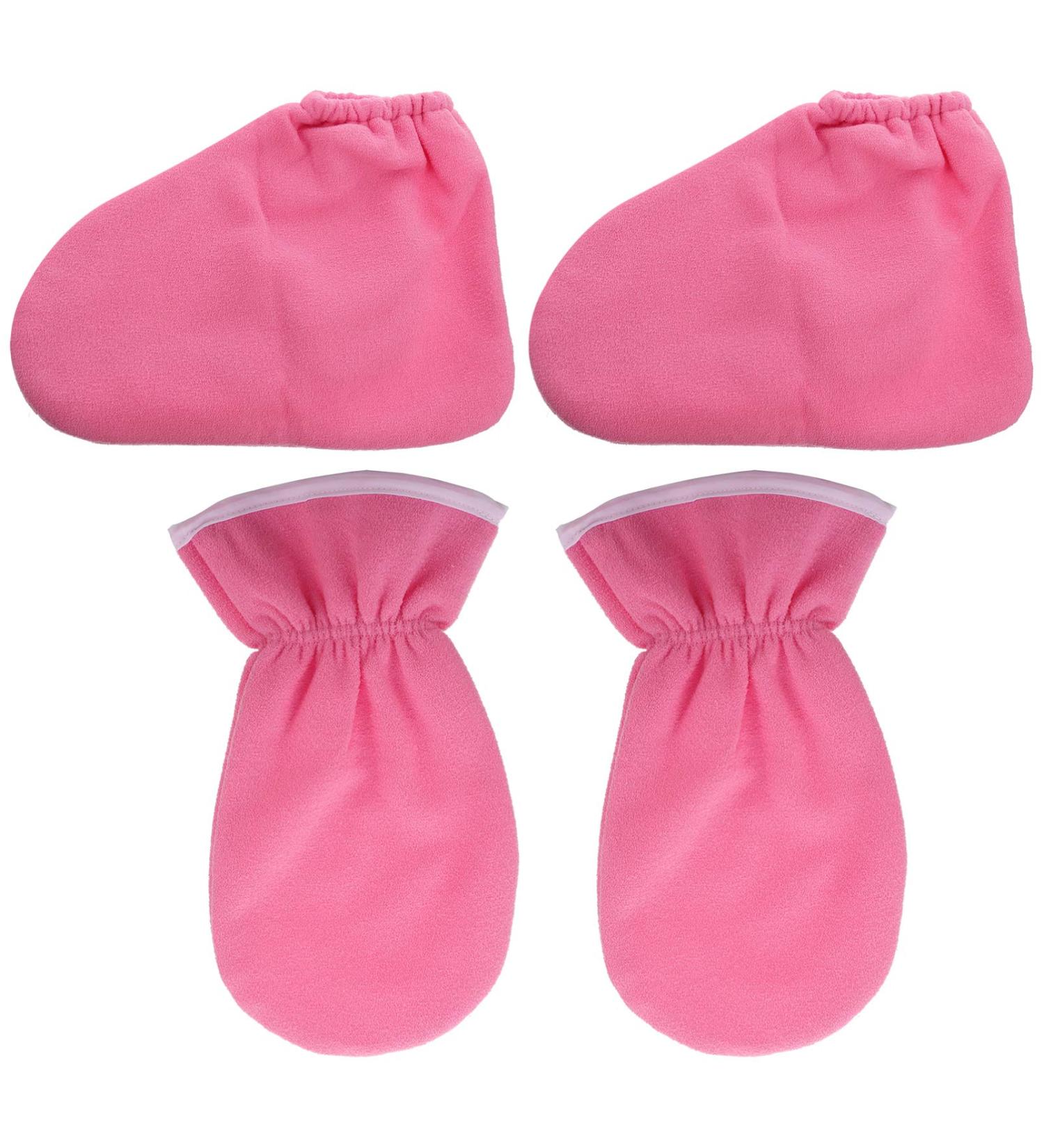 Frcolor Paraffin Wax Mitts & Booties Set - 4pcs Hand & Foot Spa Treatment Pink - Premium Moisturizing Care for Soft Skin - Buy Online on GoSupps.com