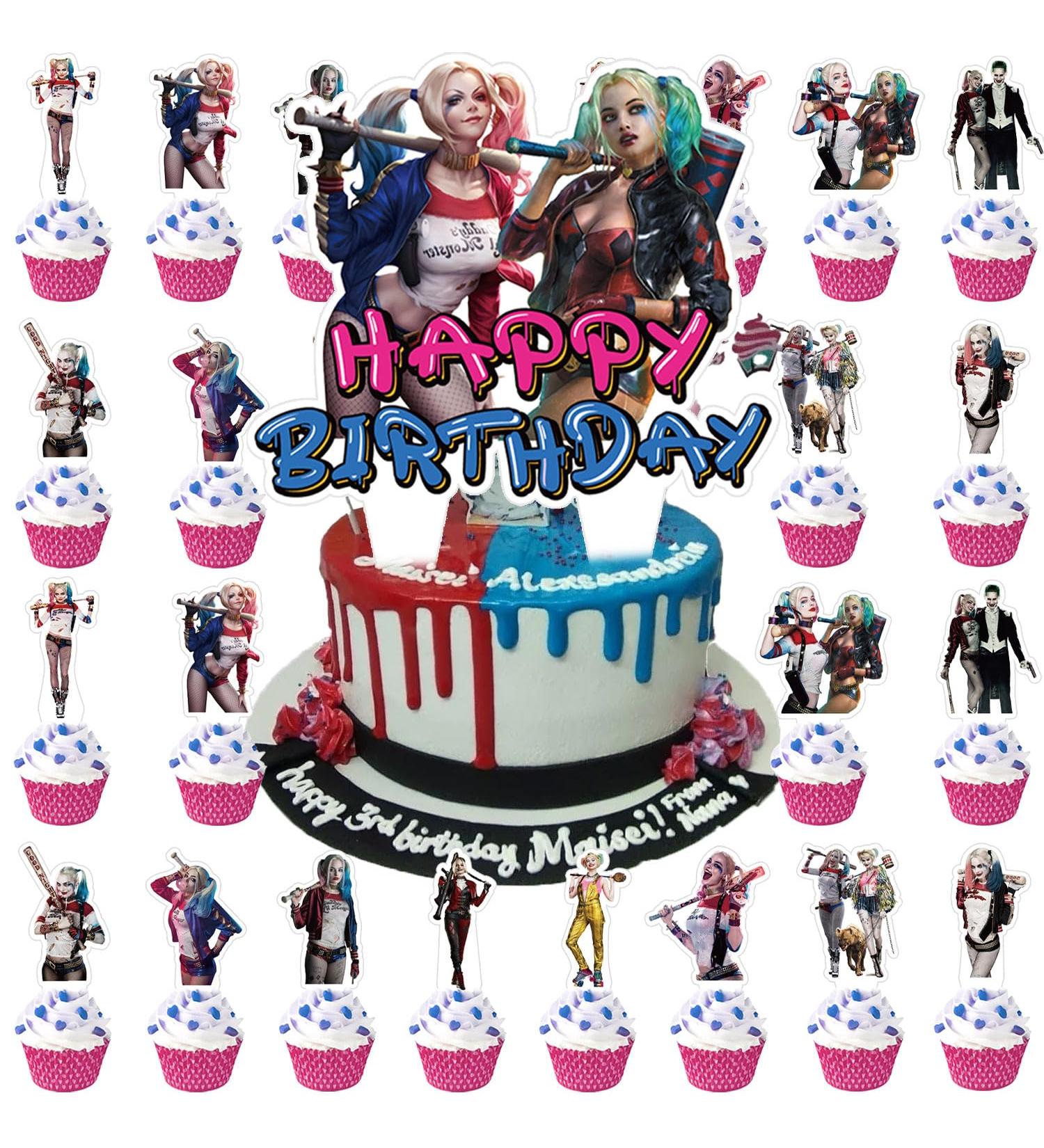 37Pack Quinn of Harley Cake Decorations Quinn of Harley Party Supplies with 36pcs Cupcake Toppers 1pcs Big Cake Topper for Quinn of Harley Birthday Party Supplies - Buy Online on GoSupps.com