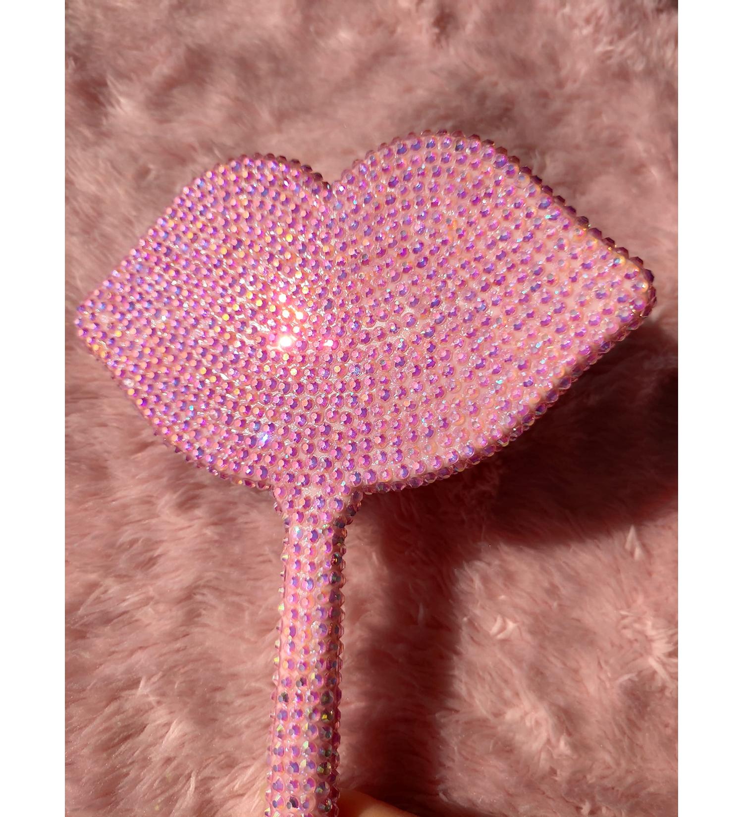 Sparkling Lip-Shaped Handheld Mirror Diamond Painting - Glitter Rhinestones Mirror - Bling Gift for Girlfriends, Wife, Mom - Pink DIY - Buy Online on GoSupps.com