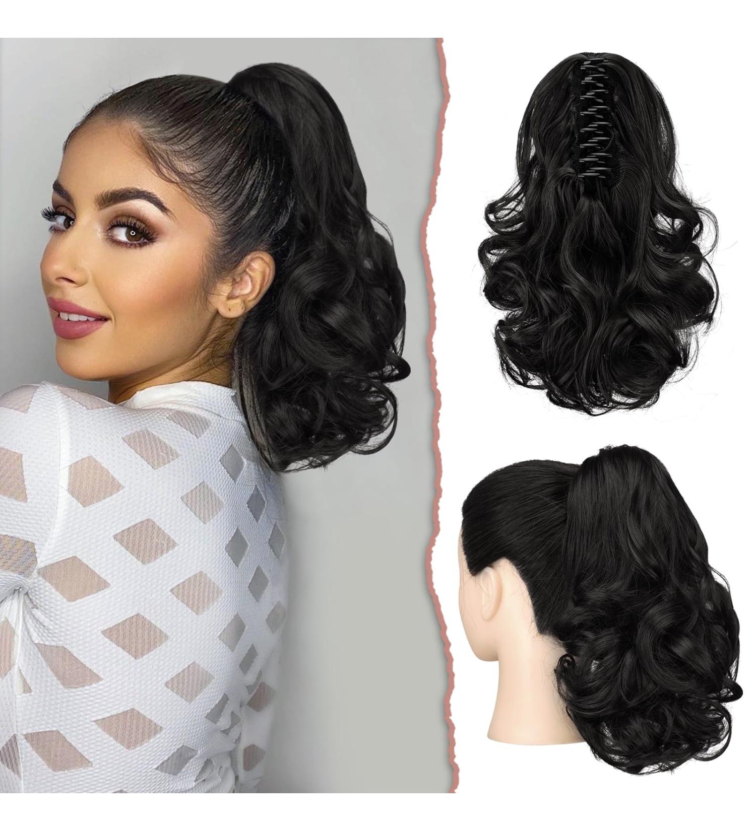 Sofeiyan 28cm Clip-In Curly Ponytail Extension | Natural Black Synthetic Hair for Women - Buy Online on GoSupps.com