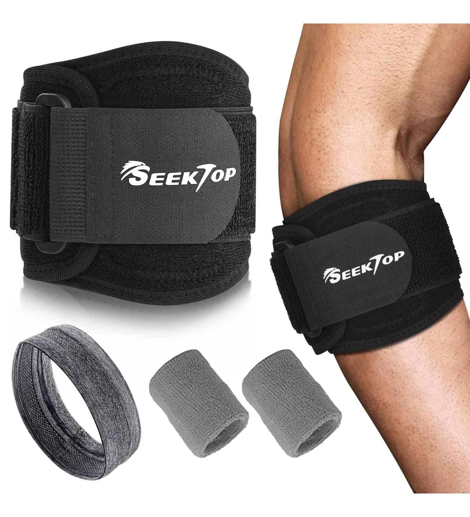 Seektop Elbow Brace - Adjustable Compression Support for Tennis Elbow Tendonitis Pain Relief - for Men & Women - Counterforce Strap for Golfers & GYM - 1 Black - Buy Online on GoSupps.com