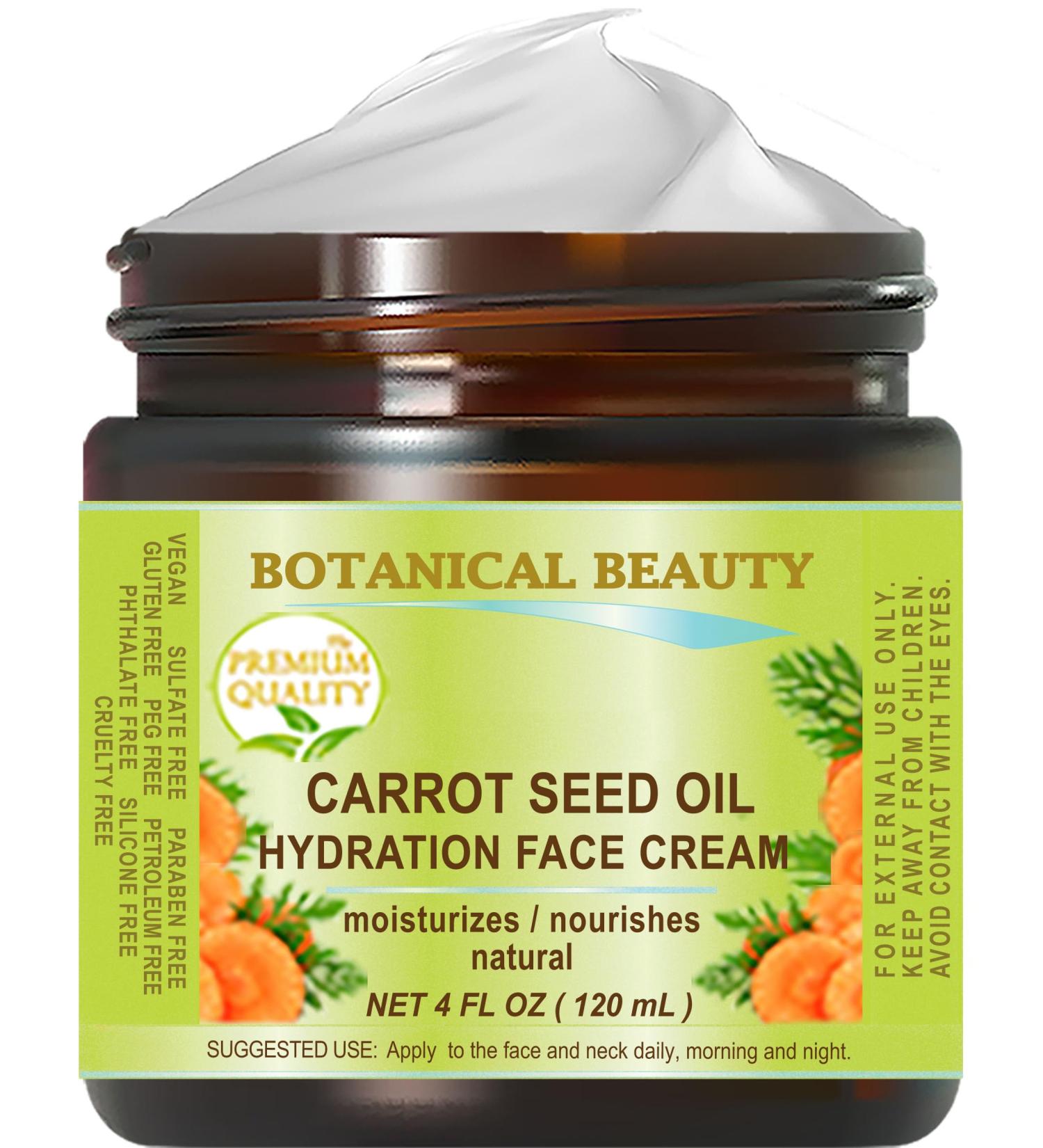 Botanical Beauty CARROT SEED OIL HYDRATION FACE CREAM for NORMAL DRY SENSITIVE SKIN. Protection Against DRYNESS. 4 Fl. oz - 120 ml. - Buy Online on GoSupps.com