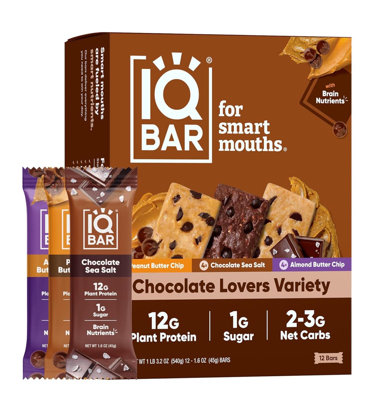 IQBAR Keto Protein Bars - Chocolate Lovers 12-Count | Low Carb, High Fiber Vegan Snacks - Buy Online on GoSupps.com