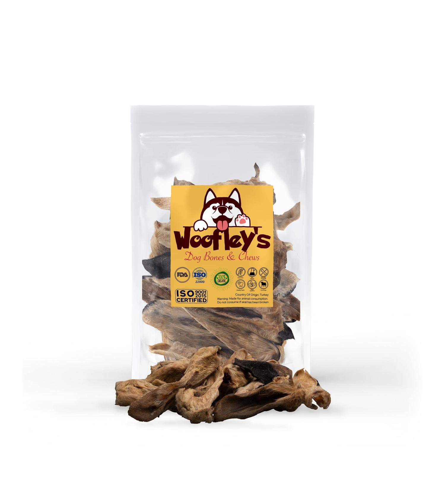 Woofley's we love you | Hairy Lamb Ears | Goat Ears | Natural Dog Treat Chews | 500 gr/Pack Lamb Ears with Hair 500 g (Pack of 1) - Buy Online on GoSupps.com