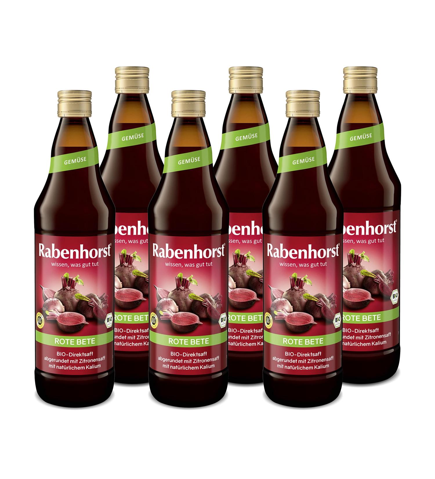 RABENHORST Organic Beetroot Juice Pack of 6 100% Pure Juice with Lemon | Premium Healthy Drink - Buy Online on GoSupps.com