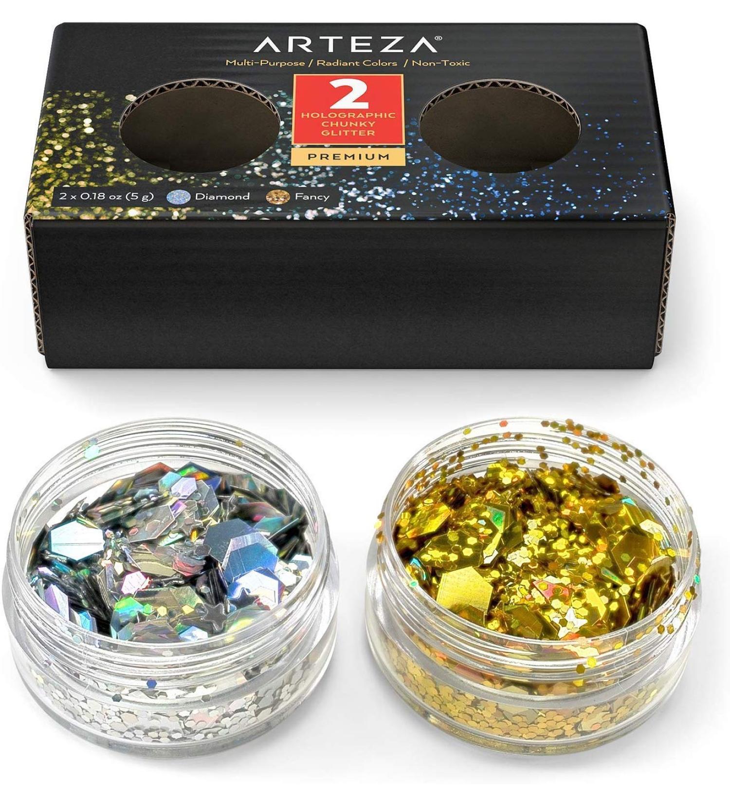 Buy Arteza Holographic Glitter - 2-Color Diamond & Fancy | 5g Nail Body Craft Glitter & Makeup Sparkle - Buy Online on GoSupps.com