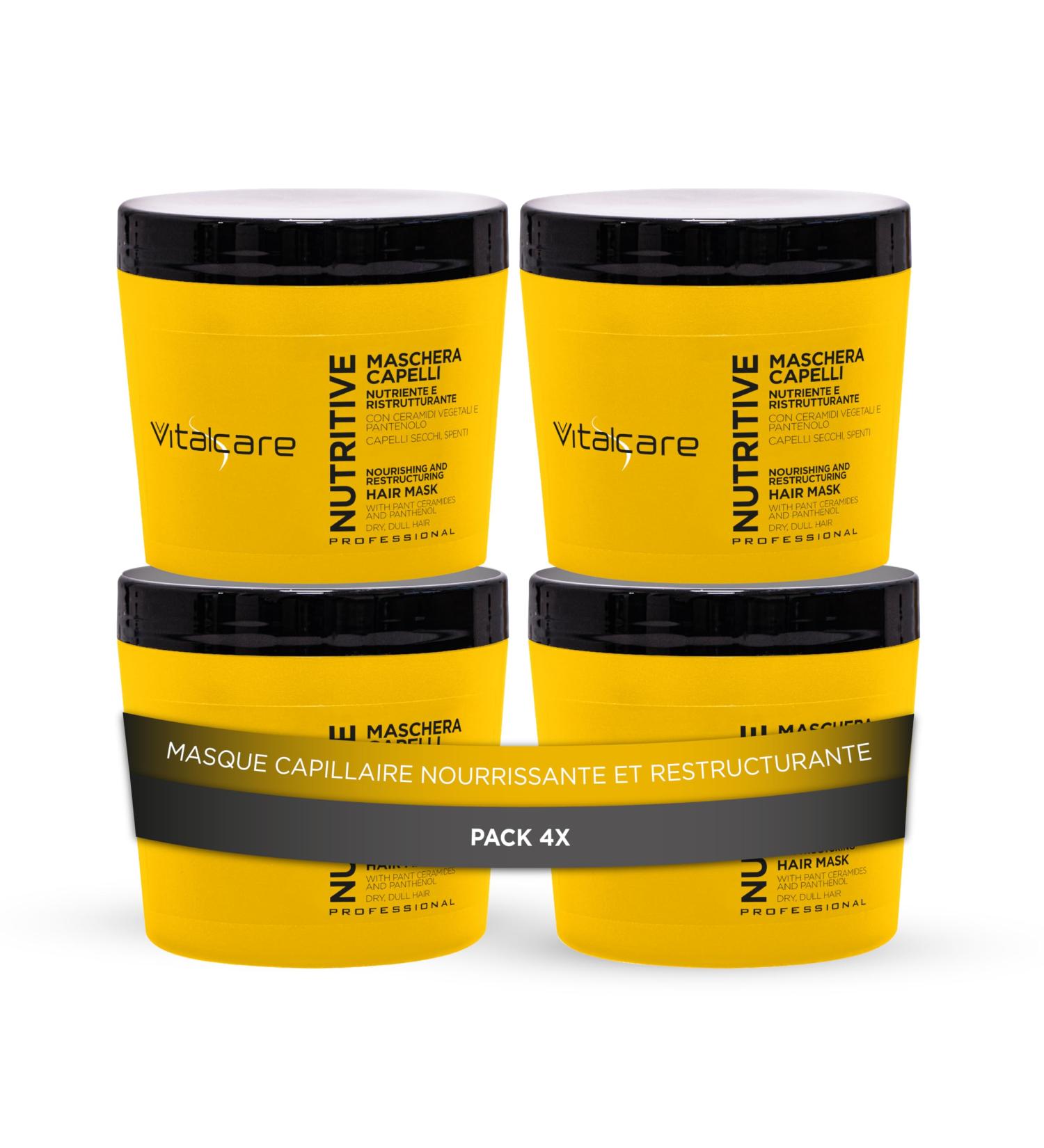 Vitalcare | Nutritive - Nourishing and Restructuring Hair Mask Treatment for Dry and Dull Hair with Vegetable Ceramides and Panthenol 4 x 500 ml - Buy Online on GoSupps.com