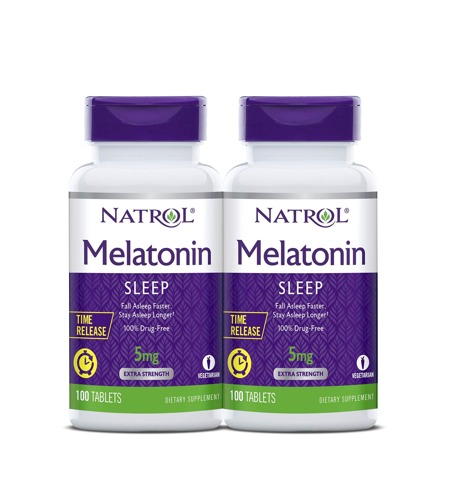 Natrol Melatonin Time Release Tablets 5mg | 100 Count (Pack of 2) | Sleep Support - Buy Online on GoSupps.com
