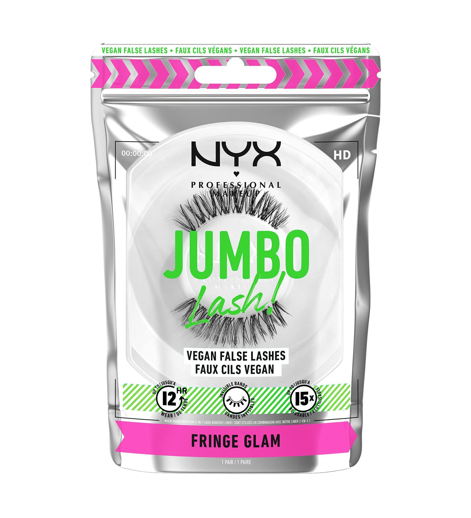 NYX Jumbo Lash! Vegan False Eyelashes - 12HR Wear, Reusable Fake Lashes - Fringe Glam Pair - Buy Online on GoSupps.com