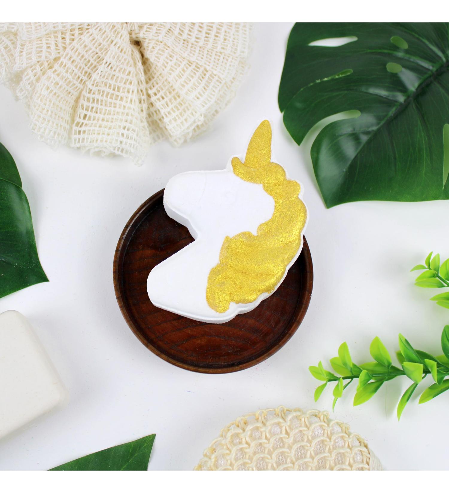 French Tendance Unicorn Bath Bomb White/Gold 150g - Monoi Scent