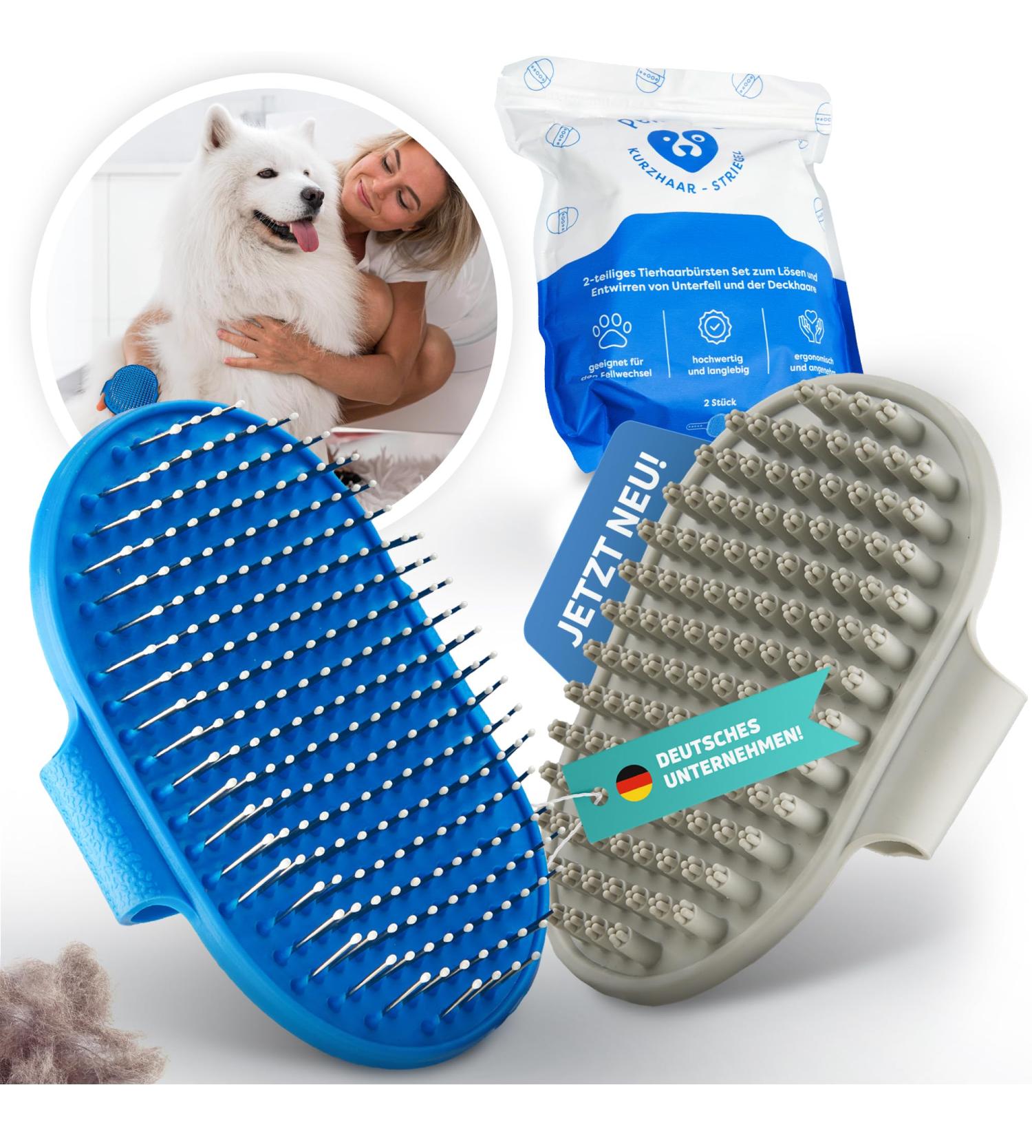PetPurry Dog Brush for Short Hair (Set of 2) | Premium Curry Comb & Cat Brush for Undercoat & Top Coat Depilation - International Shipping Available - Buy Online on GoSupps.com