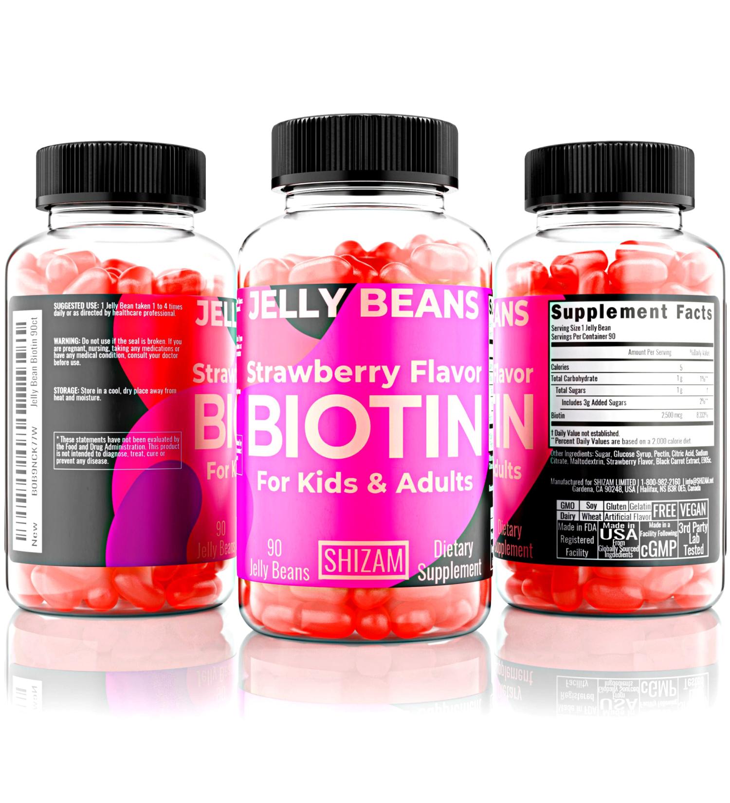10000 mcg Chewable Jelly Bean Biotin for Hair Growth & Nail Health - Kids Women Men | 90 ct Pack - Alternative to Gummies, Drops & Liquid - Buy Online on GoSupps.com