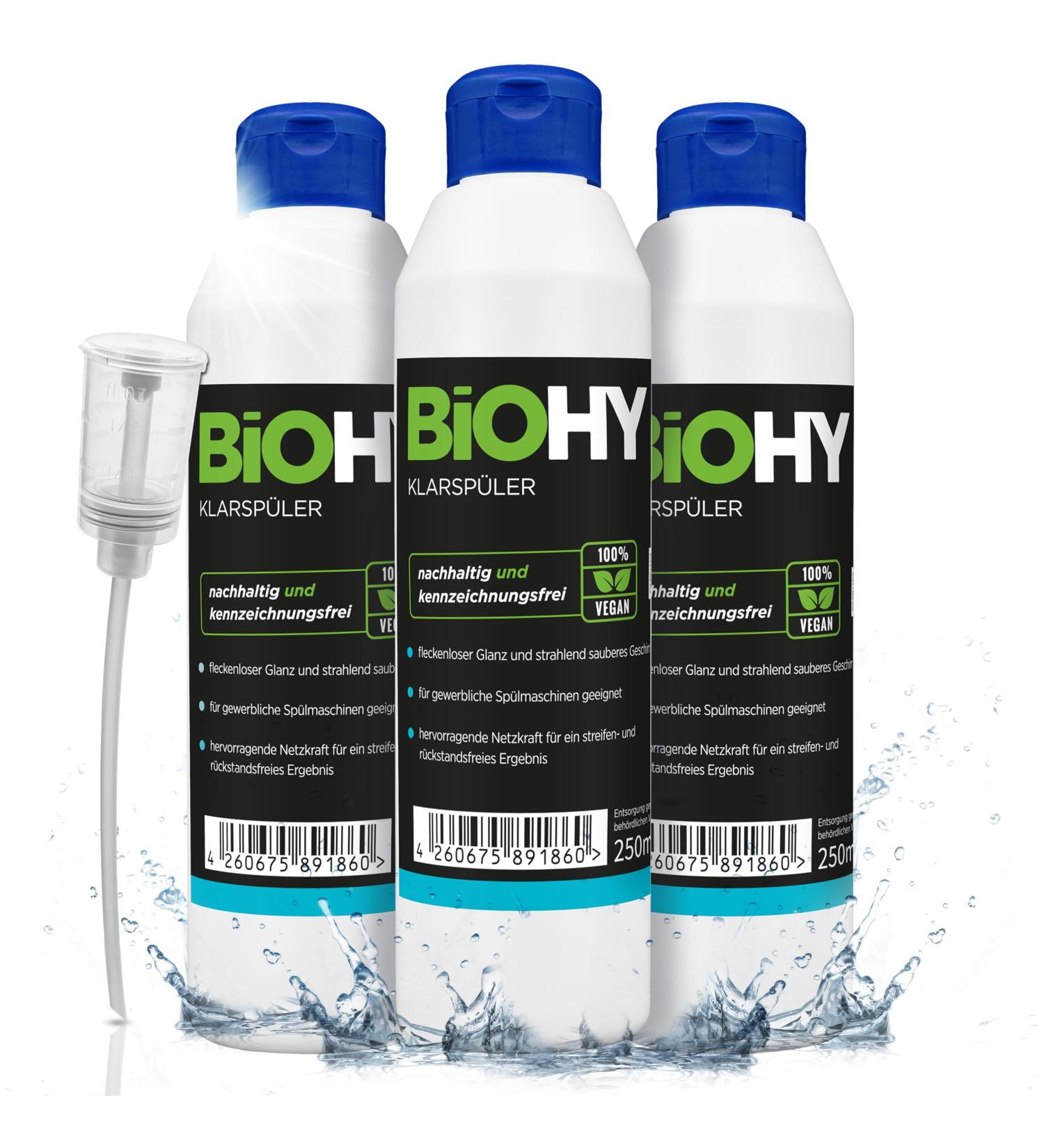 Biohy Clearing Aisle (3 x 250ml) | Organic Dishwasher Cleaner | Extra Strong for Gastronomy & Household | Fresh Shine for Glass & Dishes | International Shipping - Buy Online on GoSupps.com