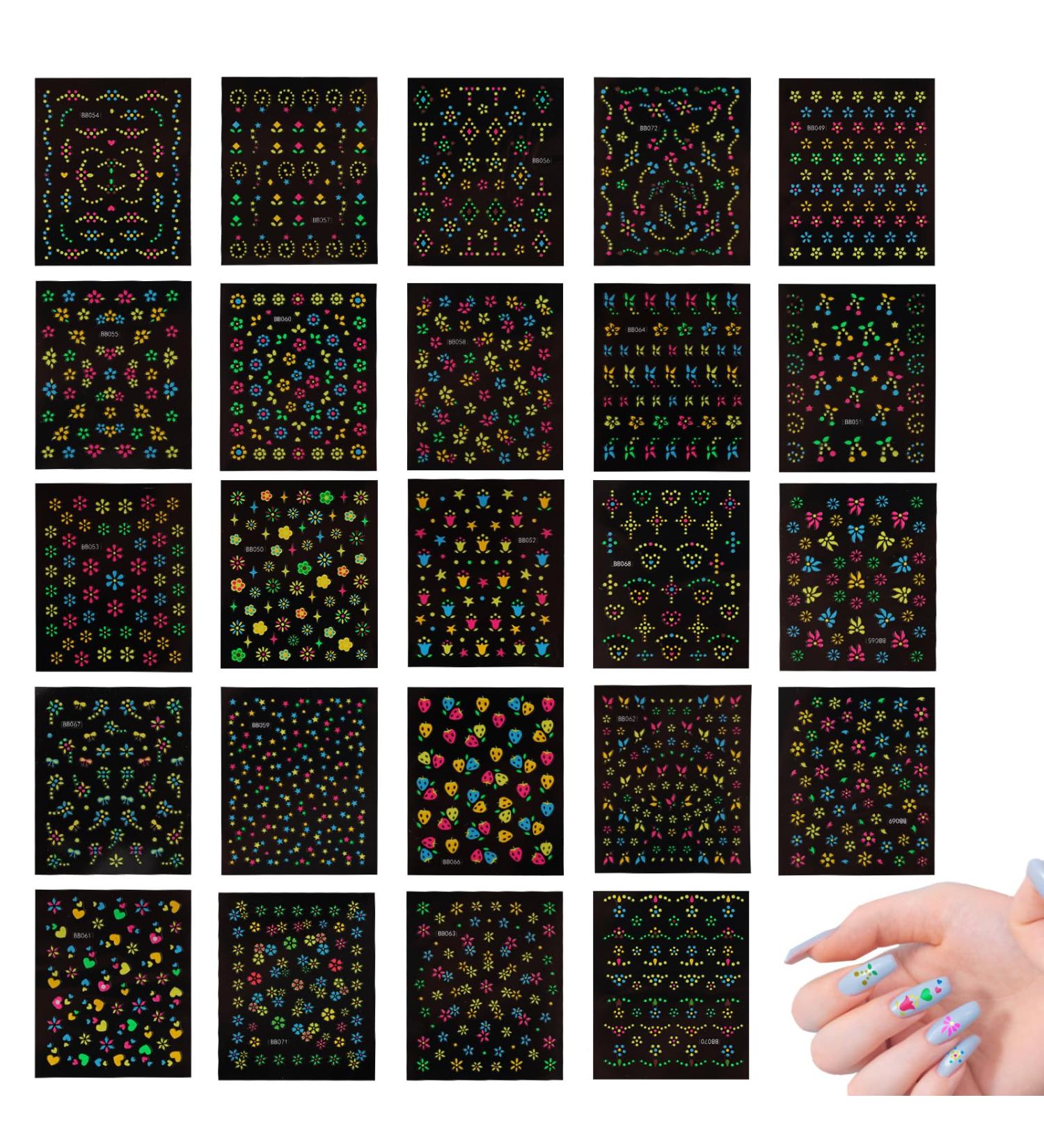 24 Sheets Nail Art Stickers 3D Embossed Nail Art Decals Spring Flower Nail Art Stickers Colored Self Adhesive Nail Stickers for Women Girls Manicure Decoration Nail Art DIY - Buy Online on GoSupps.com