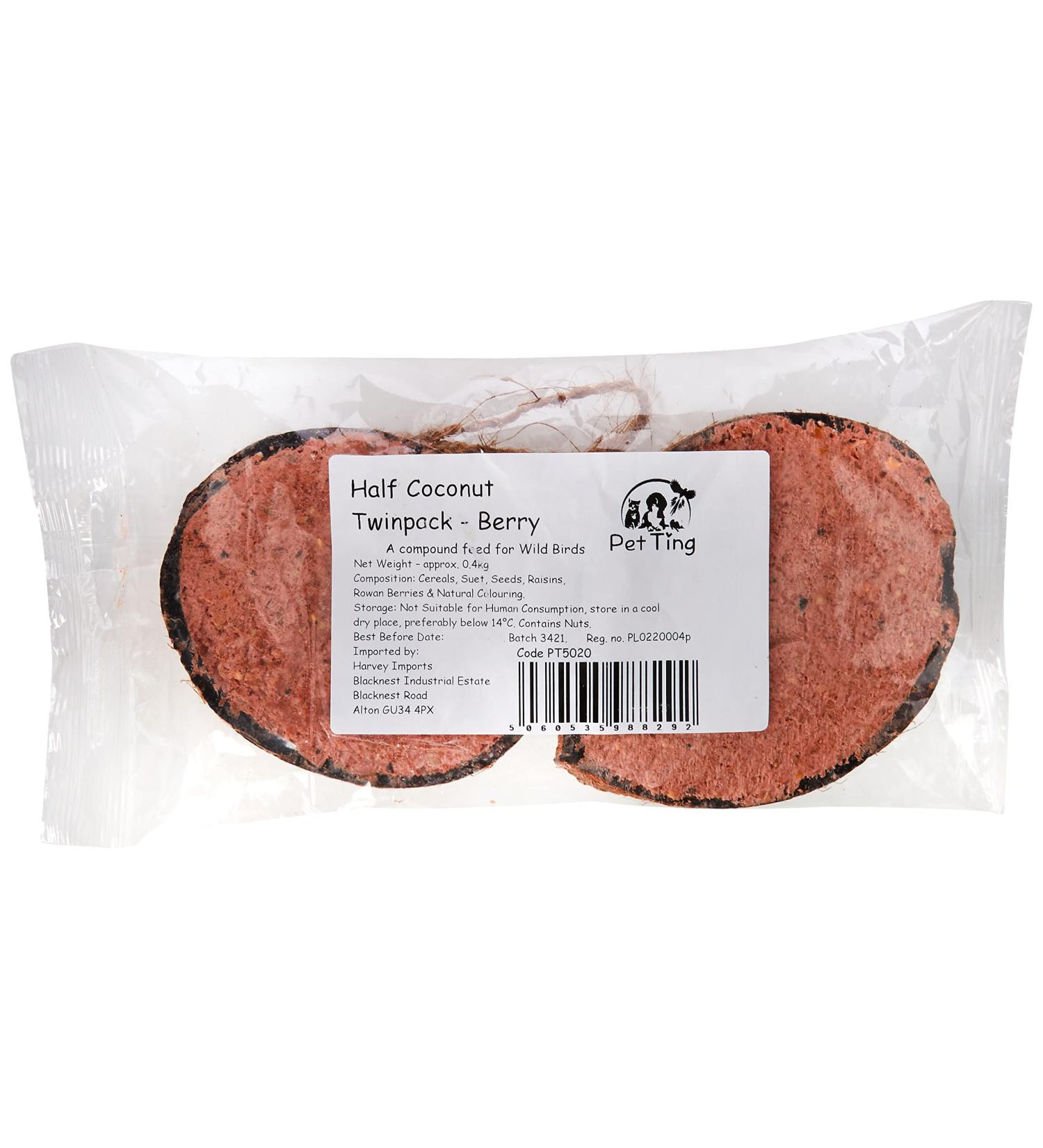 Garden Ting Berry Coconut Suet Halves Wild Bird Treat 400 g Coconut 400 g (Pack of 1) - Buy Online on GoSupps.com
