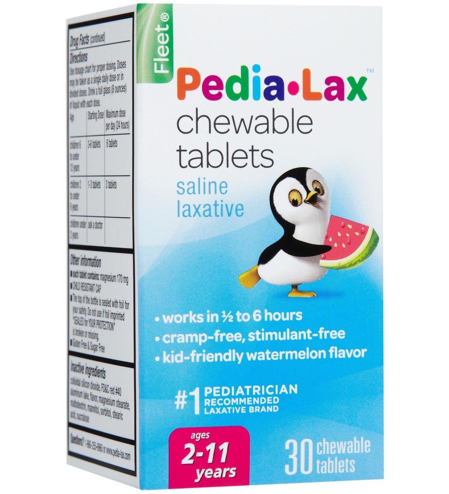 Pedia-Lax Chewable Tablets - Gentle Relief for Kids - 30 ct - Buy Online on GoSupps.com