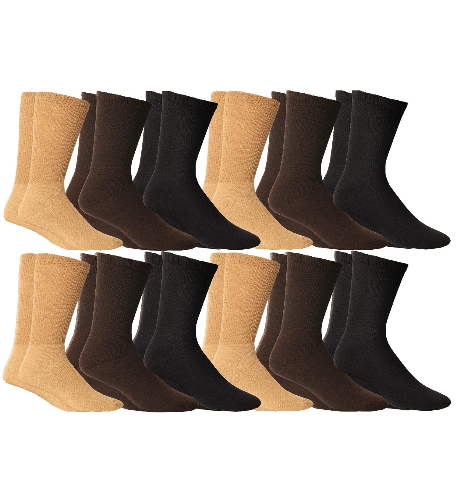 Yacht & Smith 12 Pairs Diabetic Neuropathy Edema Socks, Brown Mixed, Men's Size 10-13 - Buy Online on GoSupps.com