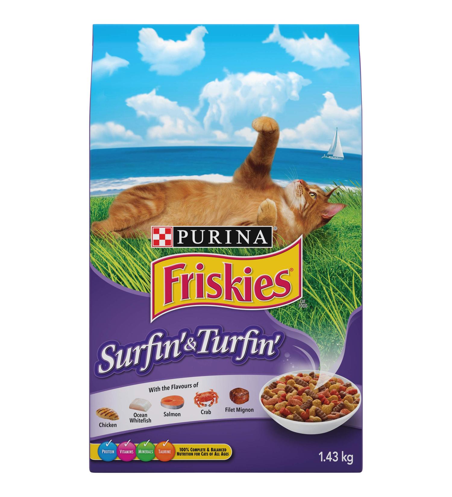 Friskies Surfin' & Turfin' Dry Cat Food - 1.43 kg Bag - Buy Online on GoSupps.com