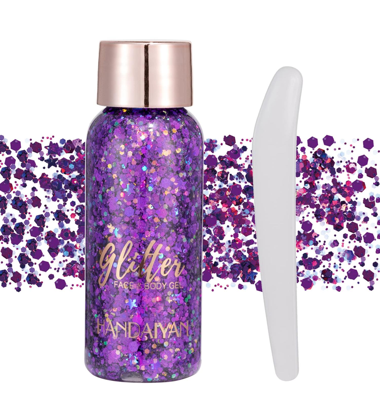 GL-TURELIFES Mermaid Sequin Chunky Glitter Liquid Eyeshadow & Body Gel - 30g Dark Purple Festival Makeup - Buy Online on GoSupps.com