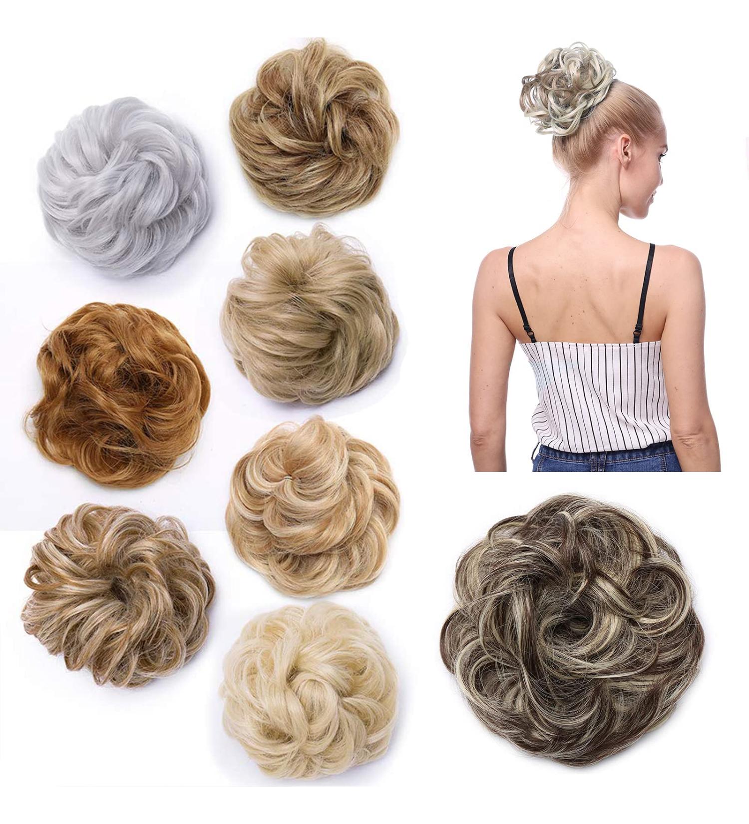 Updo Messy Hair Bun Scrunchy Hairpiece Medium Brown mix Bleach Blond 35g - Buy Online on GoSupps.com