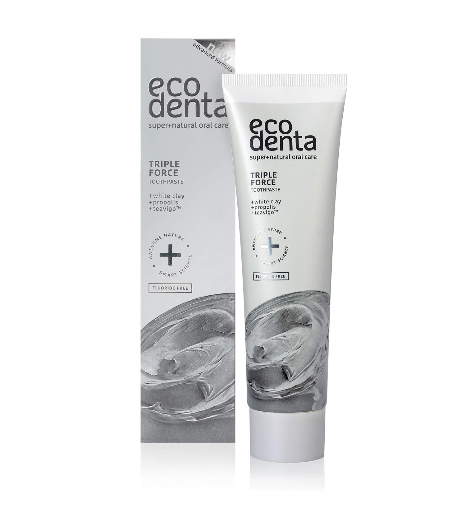 ECODENTA Triple Effect Toothpaste 100ml - Fluoride-Free with White Clay Propolis & Teavigo - Natural Oral Care for Healthy Teeth - Buy Online on GoSupps.com