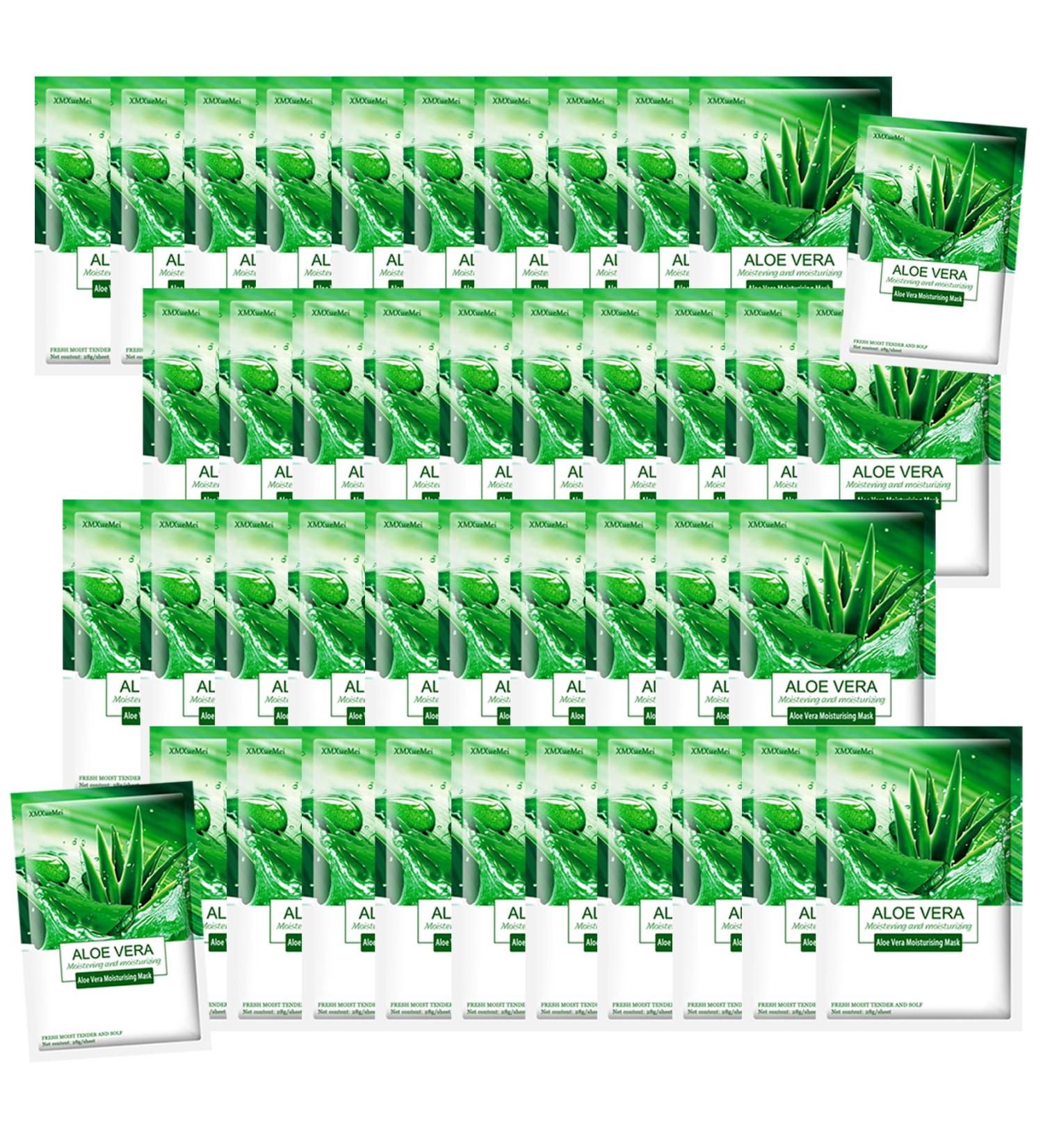 42PCS Aloe Vera Face Mask Hydrating Facial Sheet Mask Kit for All Skin Types Aloe Face Moisturizer Easy to Use & Moisturizing Daily Face Sheet Mask for Women B - Buy Online on GoSupps.com