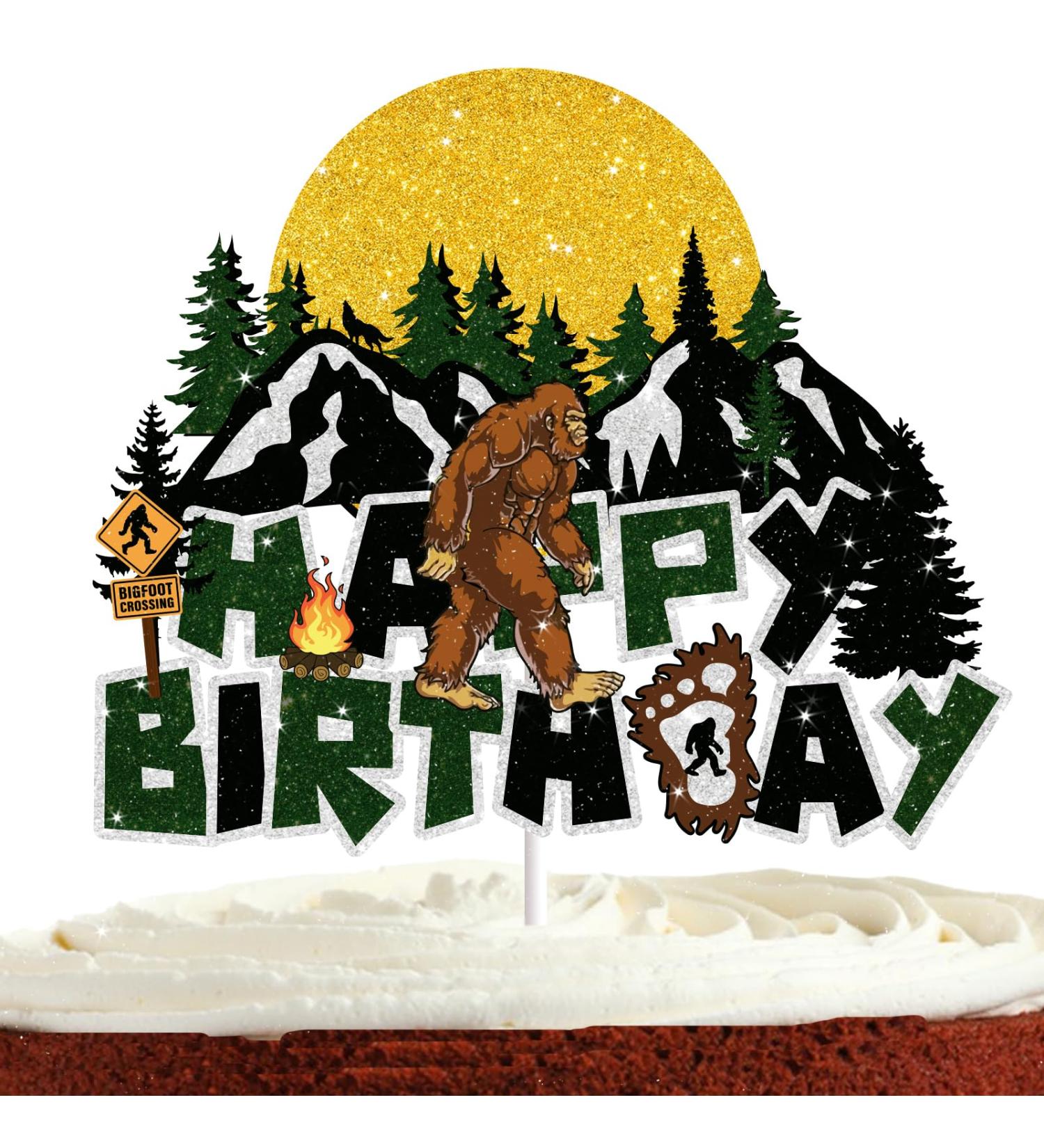 Bigfoot Cake Topper for Boys Girls Kids Men Sasquatch Crossing Party Supplies Camping Jungle Theme Party Decorations Big Foot Monster Ape Birthday Cake Decorations - Buy Online on GoSupps.com