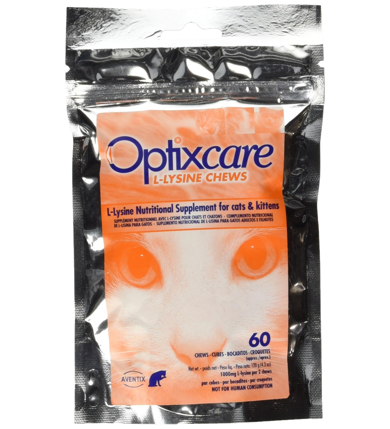 Optixcare L-Lysine Chews for Cats & Kittens - 60 Count (Pack of 1) - Buy Online on GoSupps.com