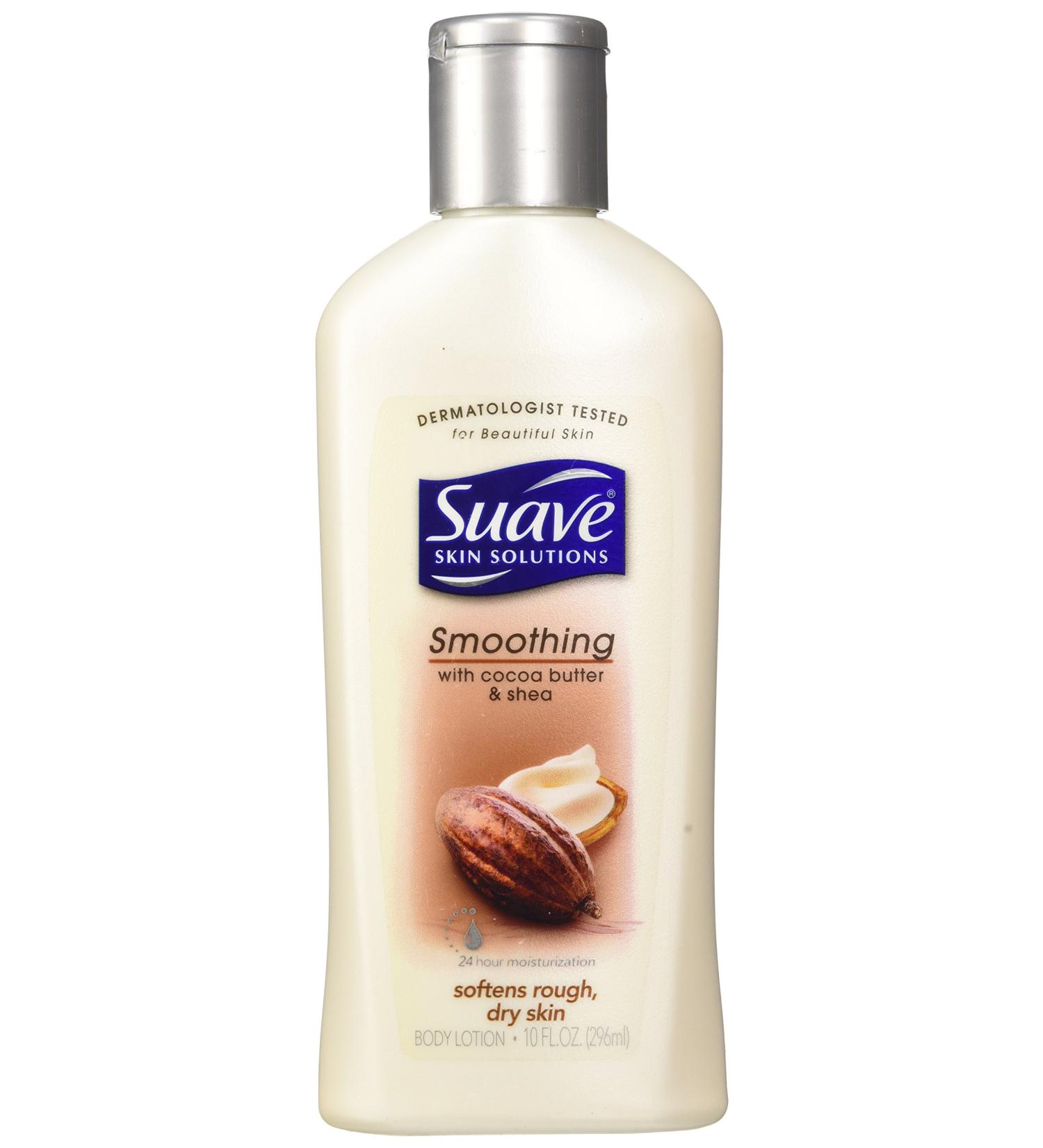 Suave Smoothing Cocoa Butter & Shea Body Lotion - 10 Oz | Hydrating Moisturizer for Soft Skin - International Shipping Available - Buy Online on GoSupps.com