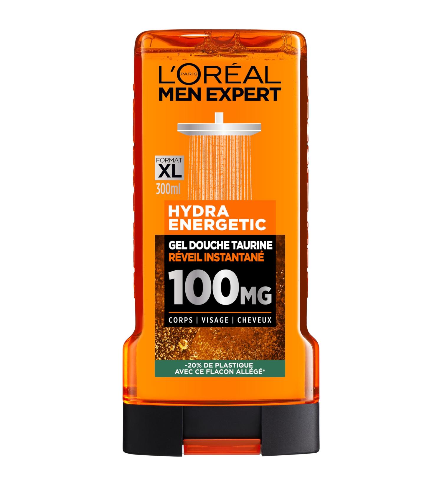 L'Oreal Paris L'Or al Men Expert - Anti-Fatigue Shower Gel for Men - Refreshes & Cleanses - Enriched with Taurine - Hydra Energetic - 300 ml