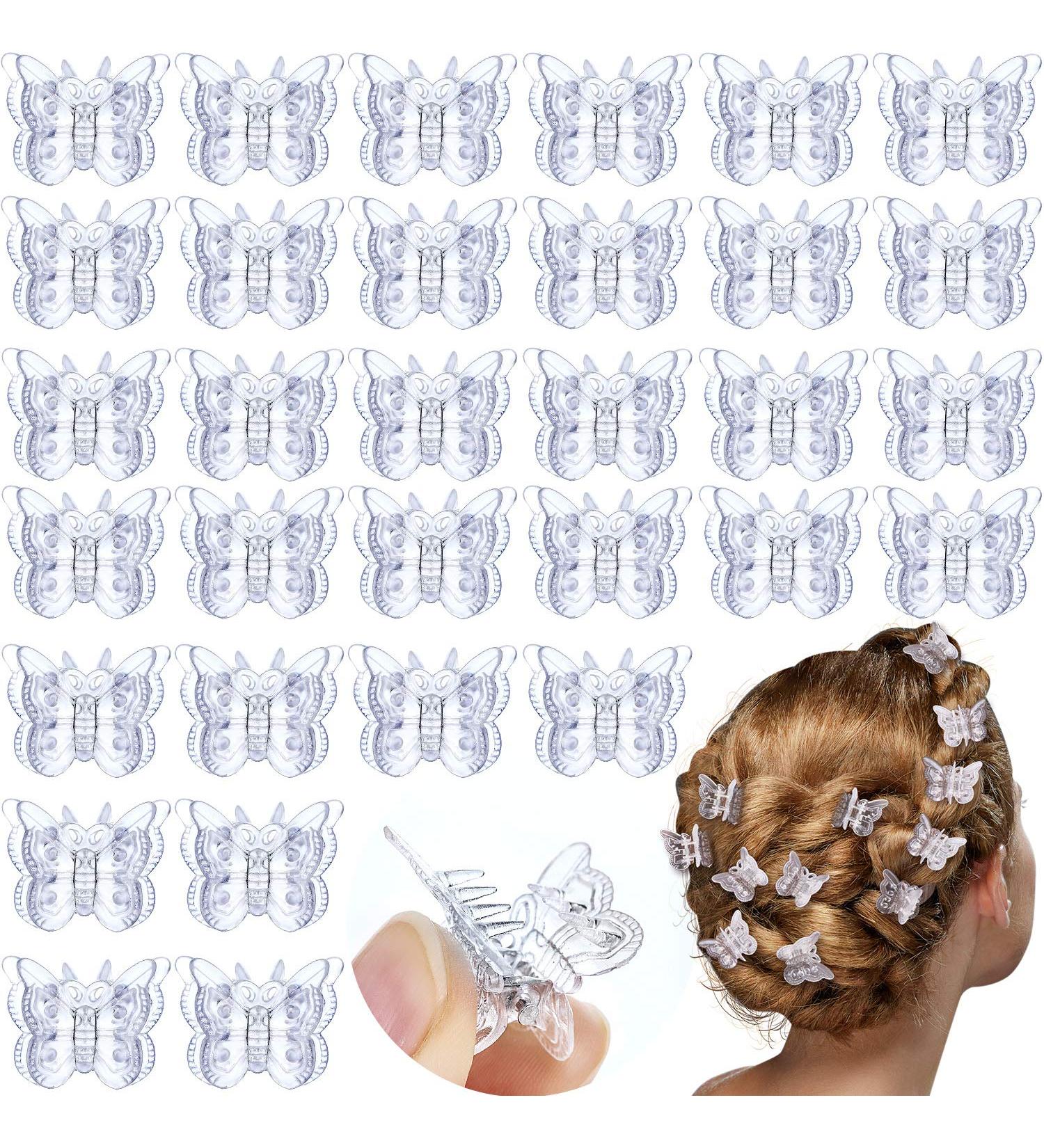 60 Pcs Mini Butterfly Hair Claws Clips - Clear Plastic Pins for Girls & Women - Buy Online on GoSupps.com