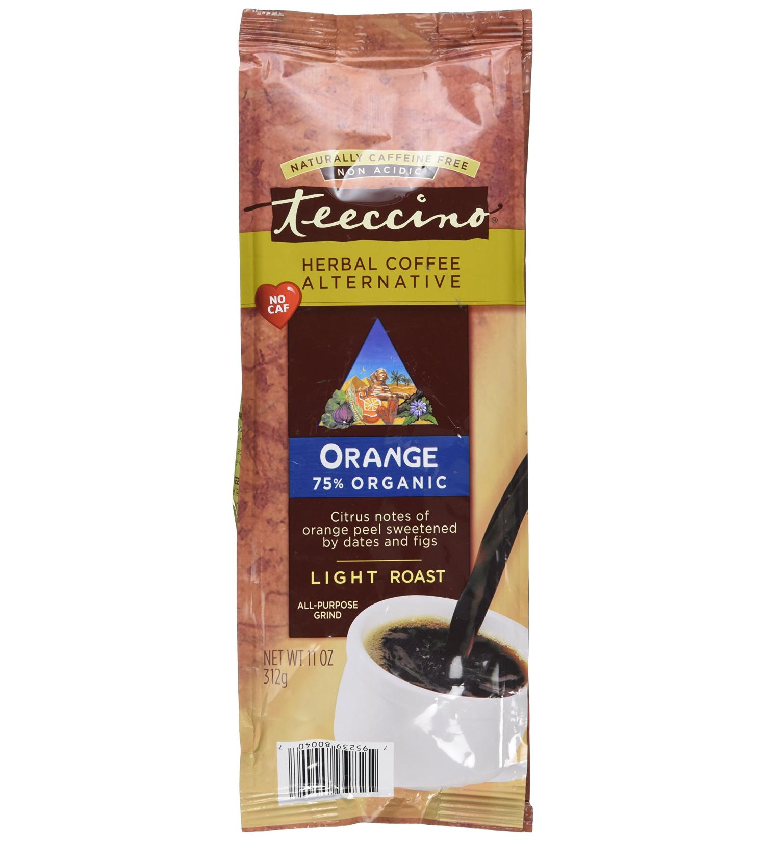 Teeccino Orange Light Roast Herbal Coffee - Caffeine-Free Chicory Blend, 11 oz - Buy Online on GoSupps.com