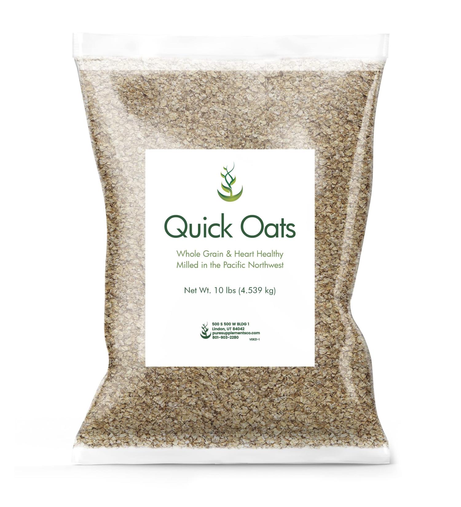 Pure Original Ingredients Quick Oats (10 lb) Breakfast Cereal, Whole Grain, Milled In The Pacific Northwest.