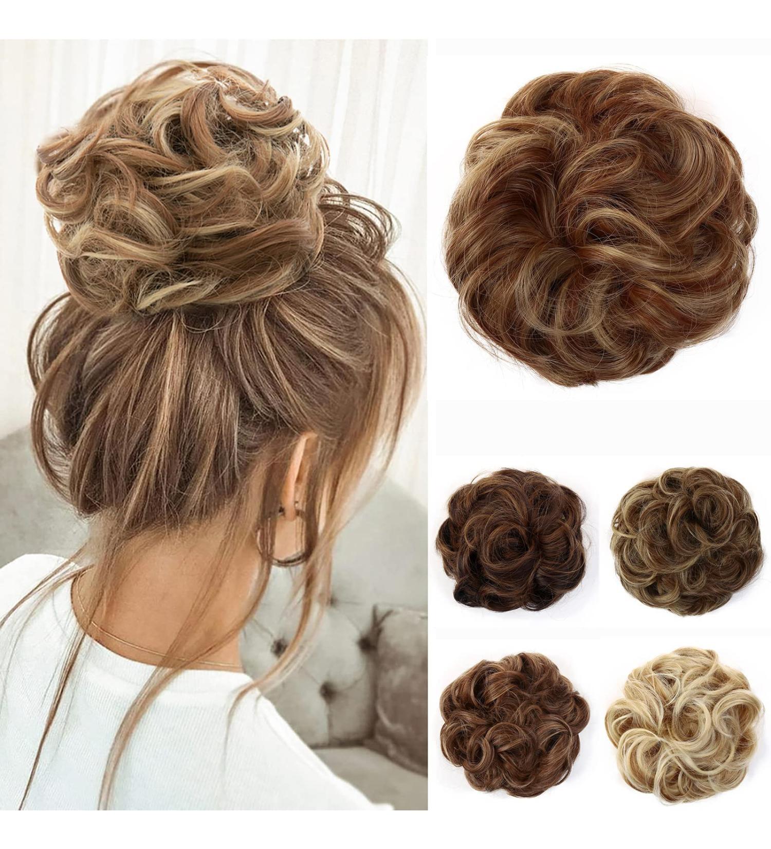 JJstar Messy Hair Bun Scrunchies for Women & Girls - Brown/Blonde Synthetic Chignons - Buy Online on GoSupps.com
