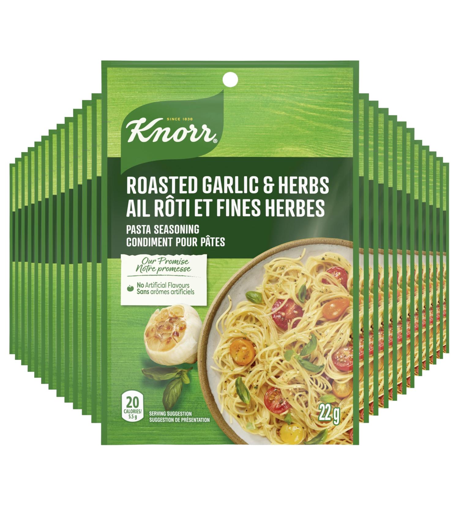 Knorr Pasta Seasoning for an easy delicious pasta sauce Roasted Garlic & Herbs no artificial flavours 22 g 24 count - Buy Online on GoSupps.com