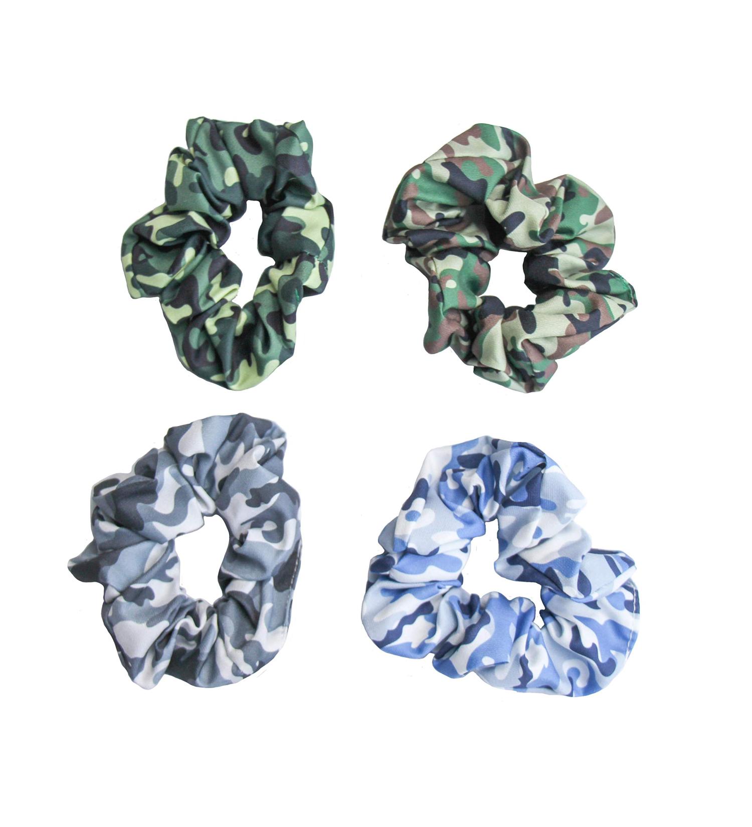 Happie Hare Cotton Rounds Elastic Hair Bands - Camo Scrunchies (4 Pack) | Girls Hair Accessories & Gifts for Women - Buy Online on GoSupps.com