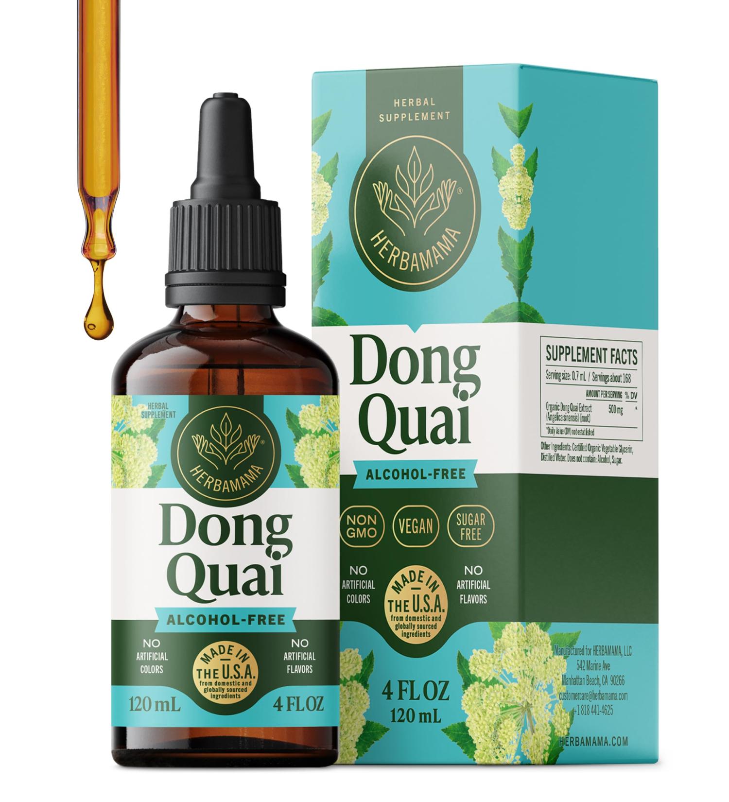HERBAMAMA Dong Quai Supplement for Women - Vegan Women s Support with Angelica Sinensis Extract Drops - Mood & Calm Support with Angelica Root Tincture - Non-GMO Alcohol & Sugar-Free 56-Day Supply 4 Fl Oz (Pack of 1) - Buy Online on GoSupps.com