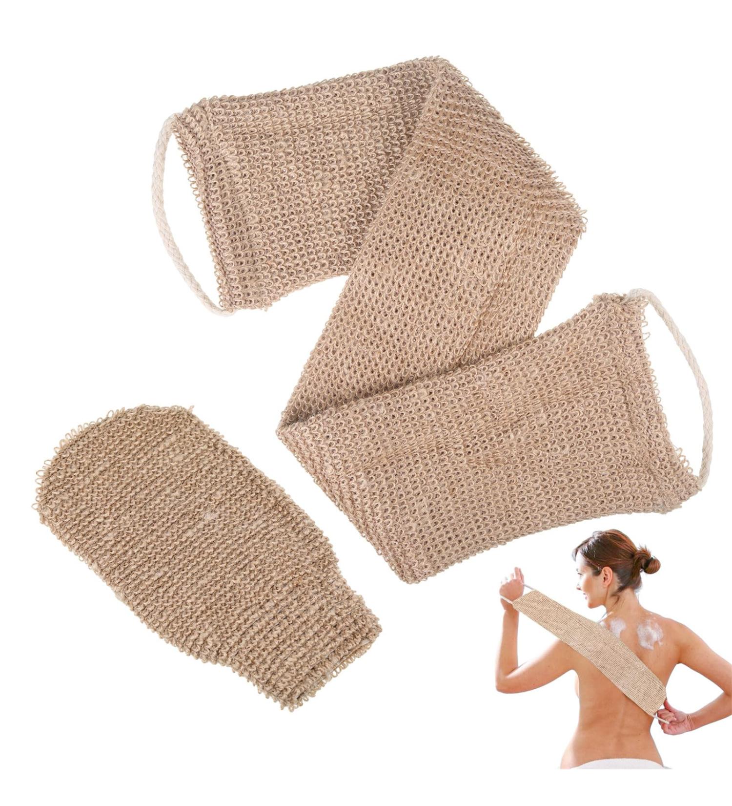 2-Piece Bamboo Fiber Back Scrubber Set - Luffa Shower Brush & Exfoliating Sponge for Deep Cleaning & Massage - International Shipping Available - Buy Online on GoSupps.com