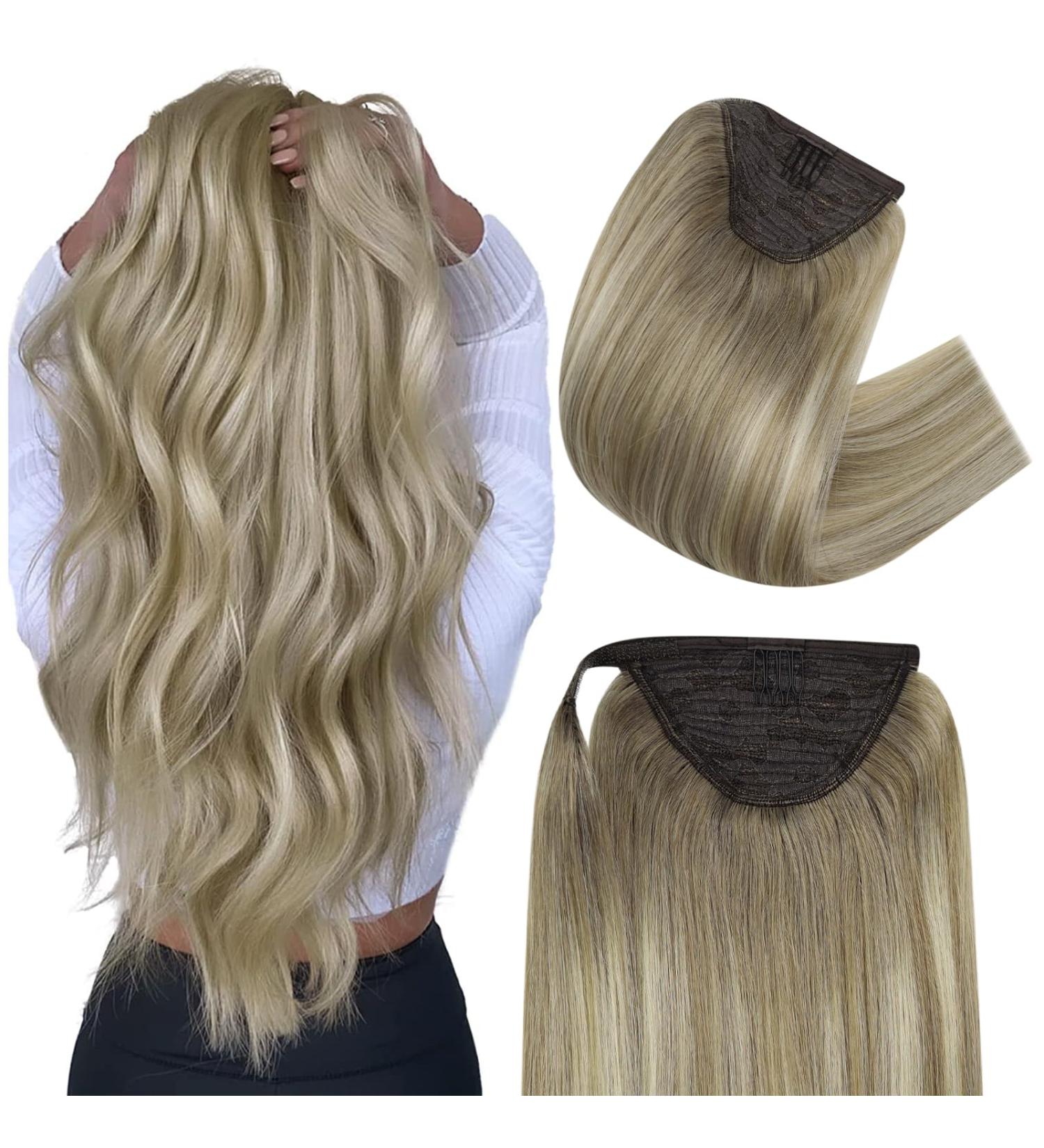 FSHINE PERSCHWANT 50cm Human Hair Ponytail Clip - Light Brown to Blonde Remy Hair 100g #19/8/60 - Perfect for Stunning Hairstyles - Buy Online on GoSupps.com